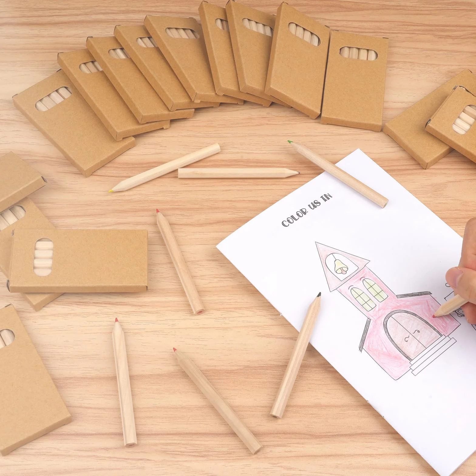 Svalor Zestaw 50 kredek, każdy po 6 kredek, 300 mini kolorowych kredek drewnianych w kartonowym etui, kredki dla dzieci, do rysowania, szkicowania i kolorowania