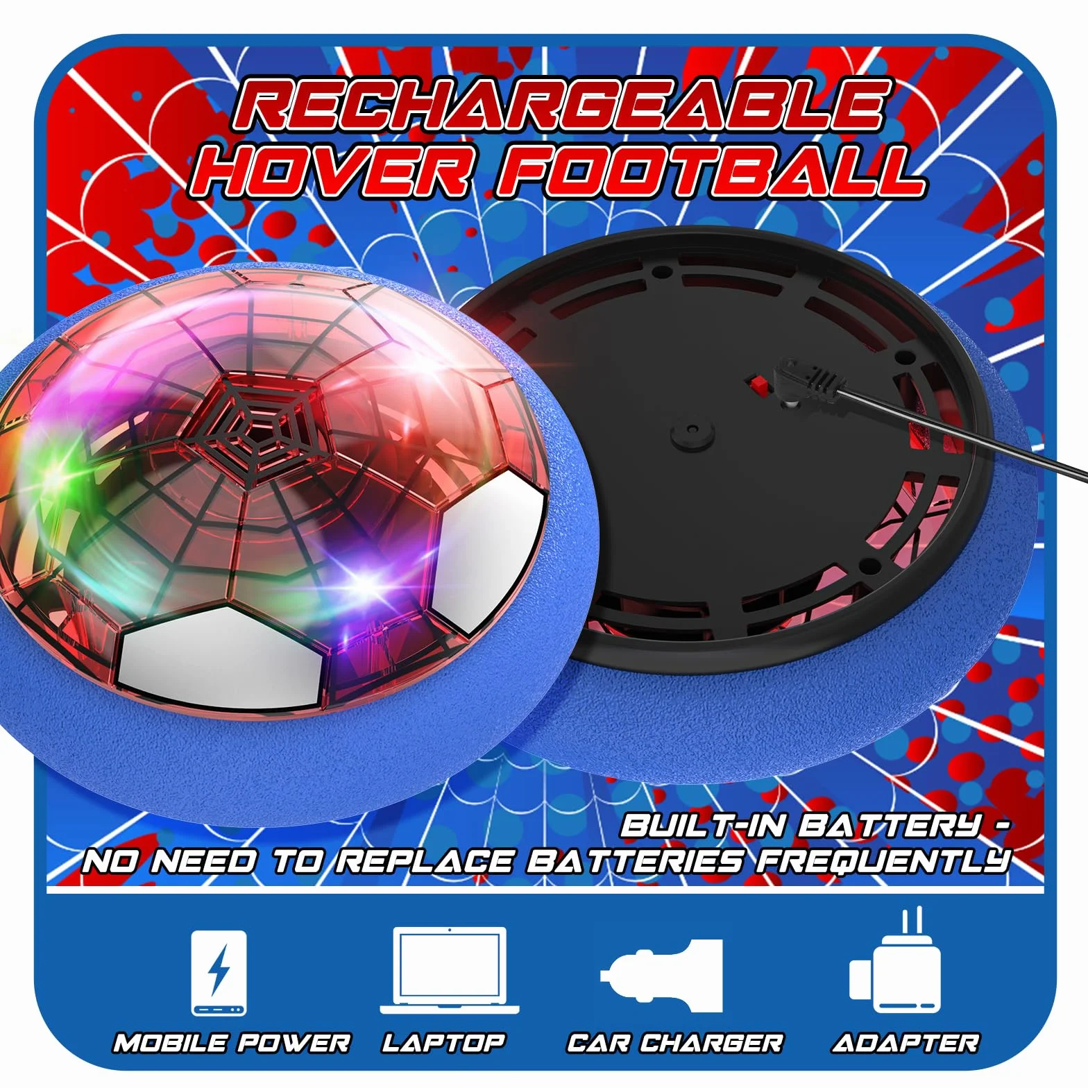 Spider Hover Ball Prezenty dla chłopców Halowa piłka nożna z oświetleniem LED Pływająca poduszka powietrzna Piłki do gry w hokeja na lodzie Zabawki dla dzieci od 3 4 5 6 7 8 9 lat Chłopiec Dziewczynka