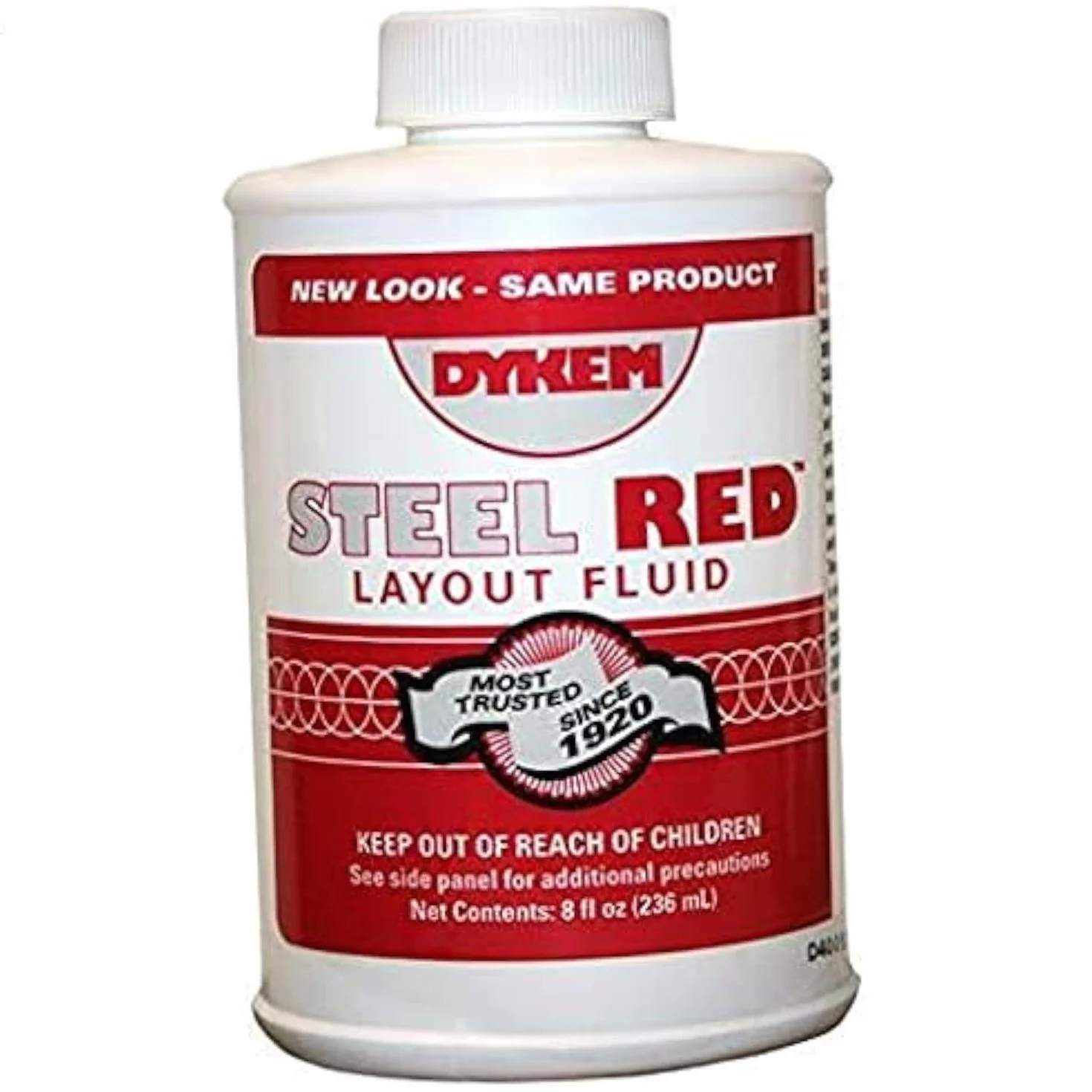 Dykem Steel Red Layout Fluid (80496, 8oz Brush-in-Cup, 240 ml).
