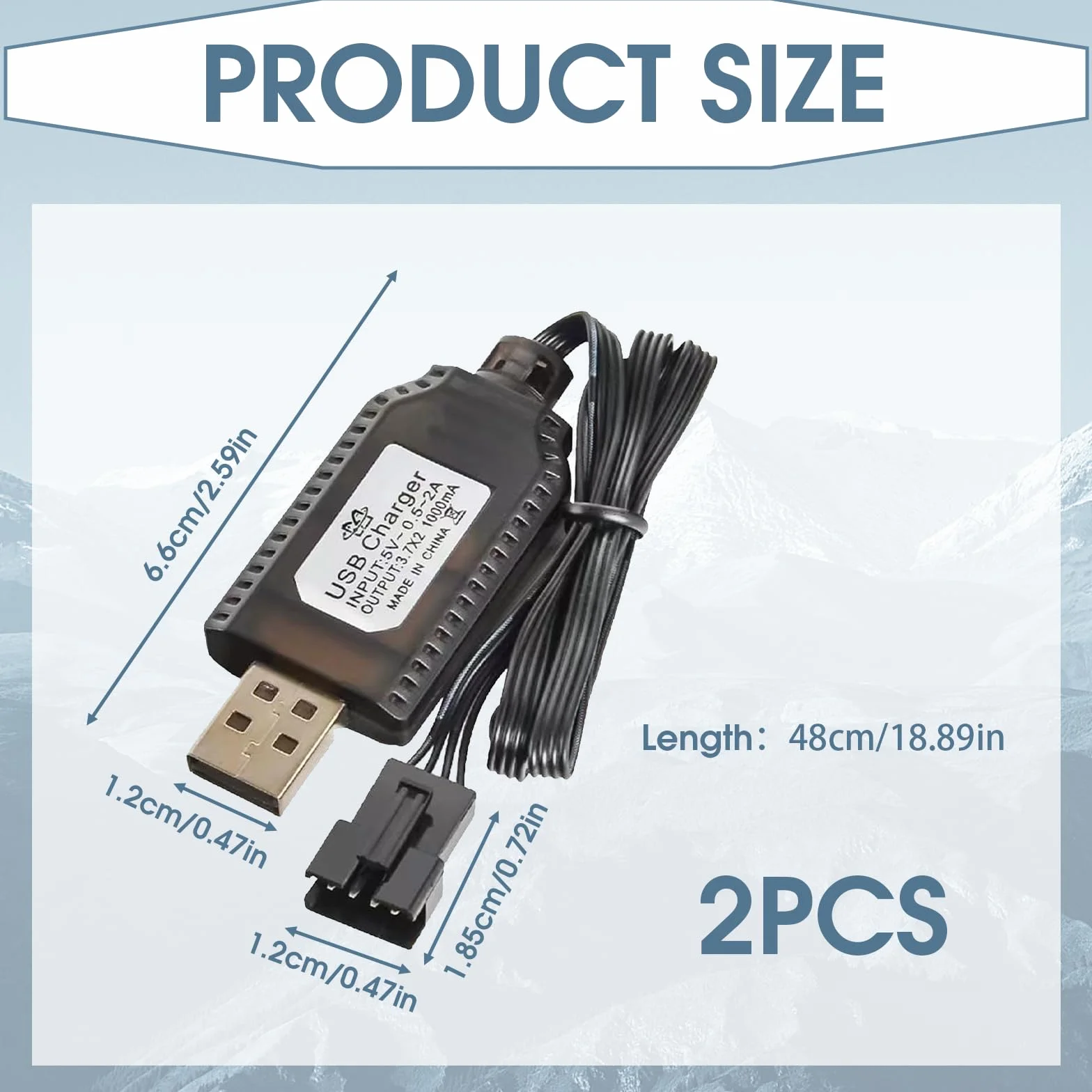 2SZT. 7,4 V USB kabel ładujący z łącznikiem SM-4P, kabel ładujący RC do akumulatora LiPo Plug Zabawki Efektywne ładowanie Kompatybilne z samochodem, łodzią, samolotem, dronem i innymi sterowanymi