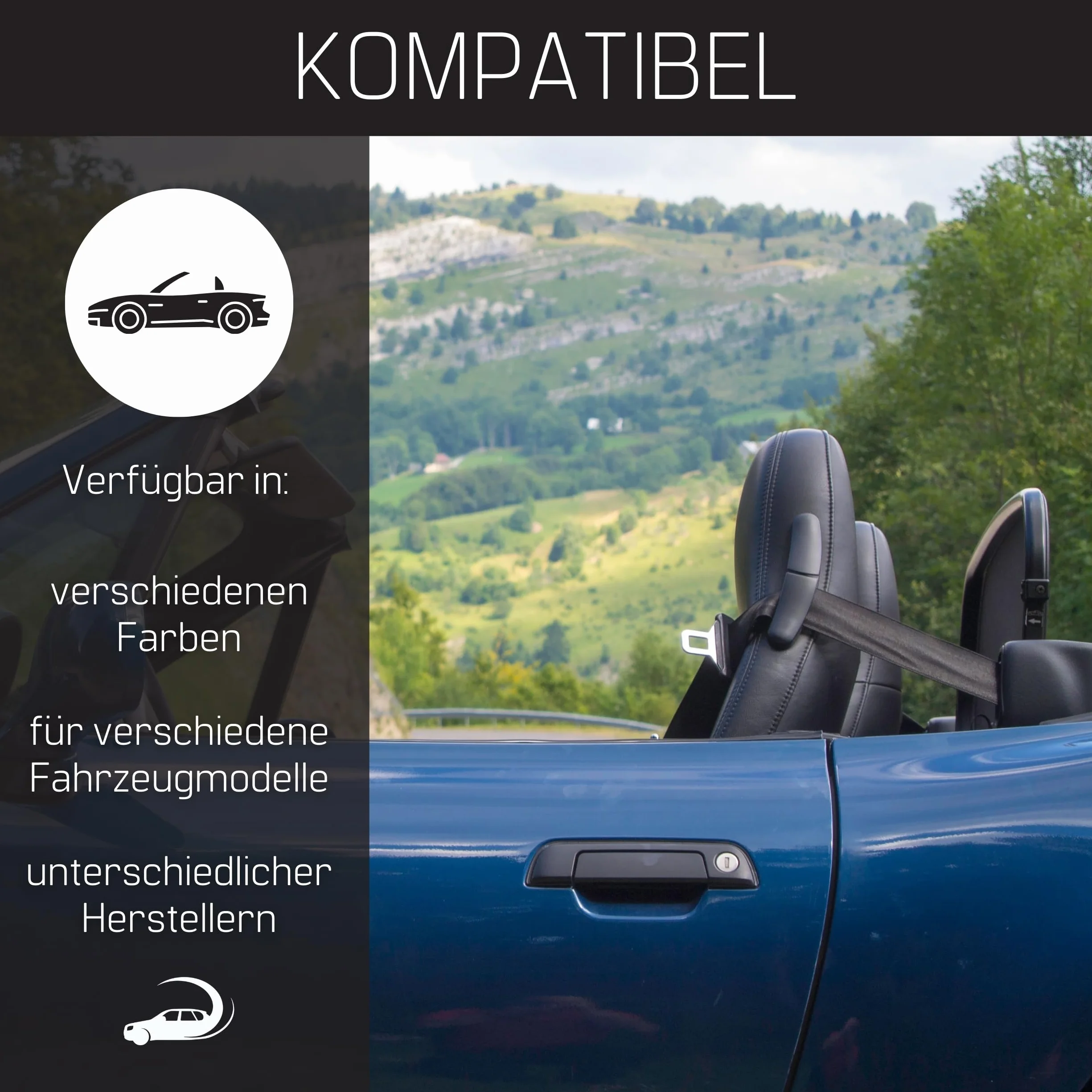 deflektor wiatru kompatybilny z BMW E30 3er rocznik 1988-1993 (Czarny) – uniwersalny deflektor wiatru z szybkozłącze bez torby