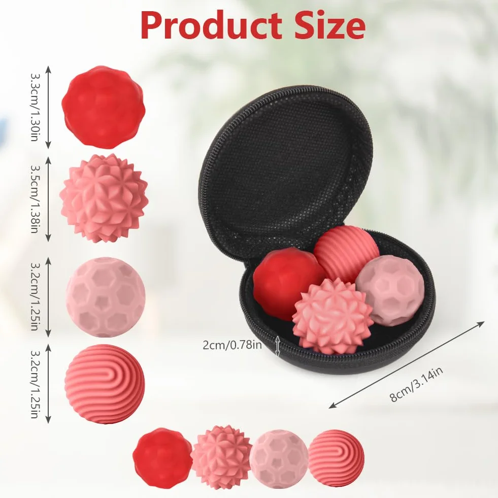Ainiv Kulki Magnetyczne Fidget Toys, 4 SZT Silikonowe Piłki Antystresowe dla Palców, Zabawka Sensoryczna dla Osób z Autyzmem, ADHD, Lękiem, Zabawka z Ciekawymi Teksturami dla Dorosłych i Nastolatków