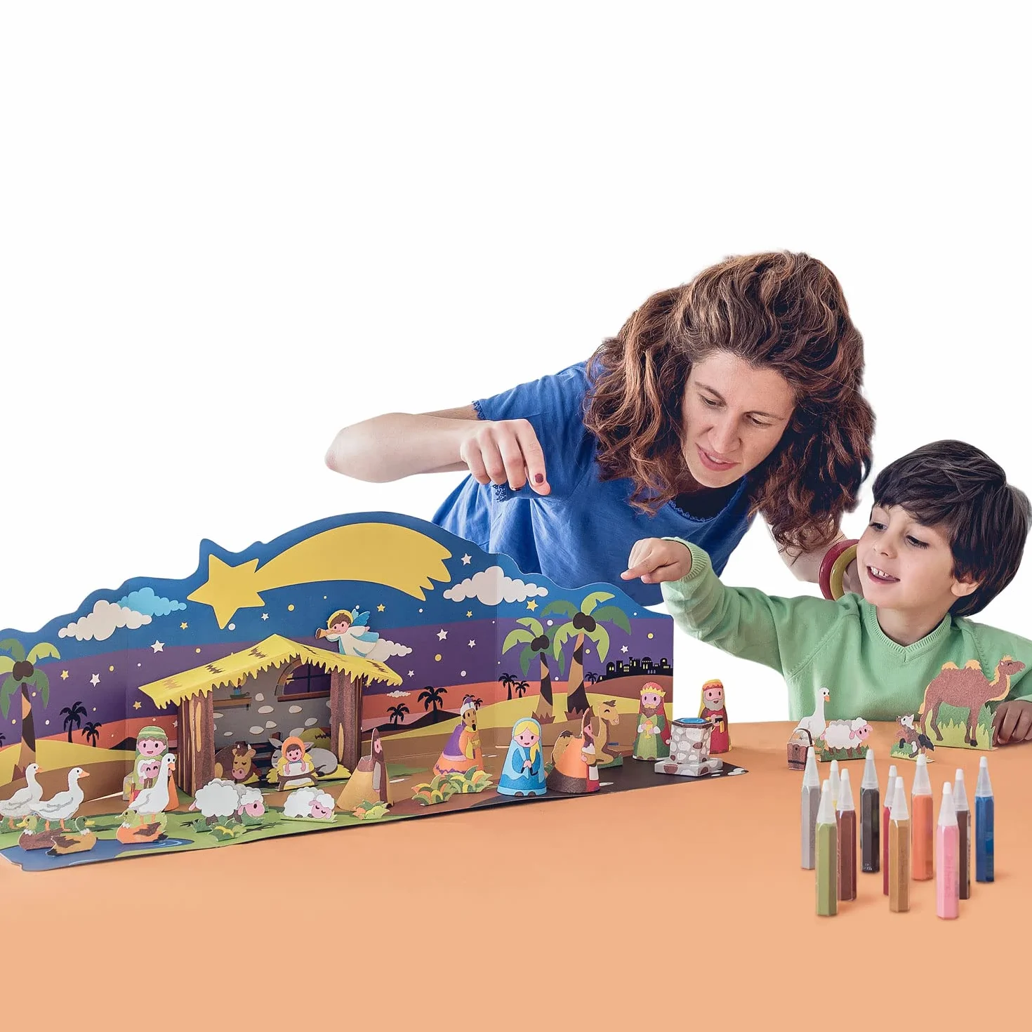 Sabbiarelli Sand-it For Fun – Maxi Kit Nativity 3-99 | Kit Sand Art 100% Made in Italy z Kolorowym Piaskiem, Rysunkami i Akcesoriami | Stwórz Szopkę | Prace dla Całej Rodziny