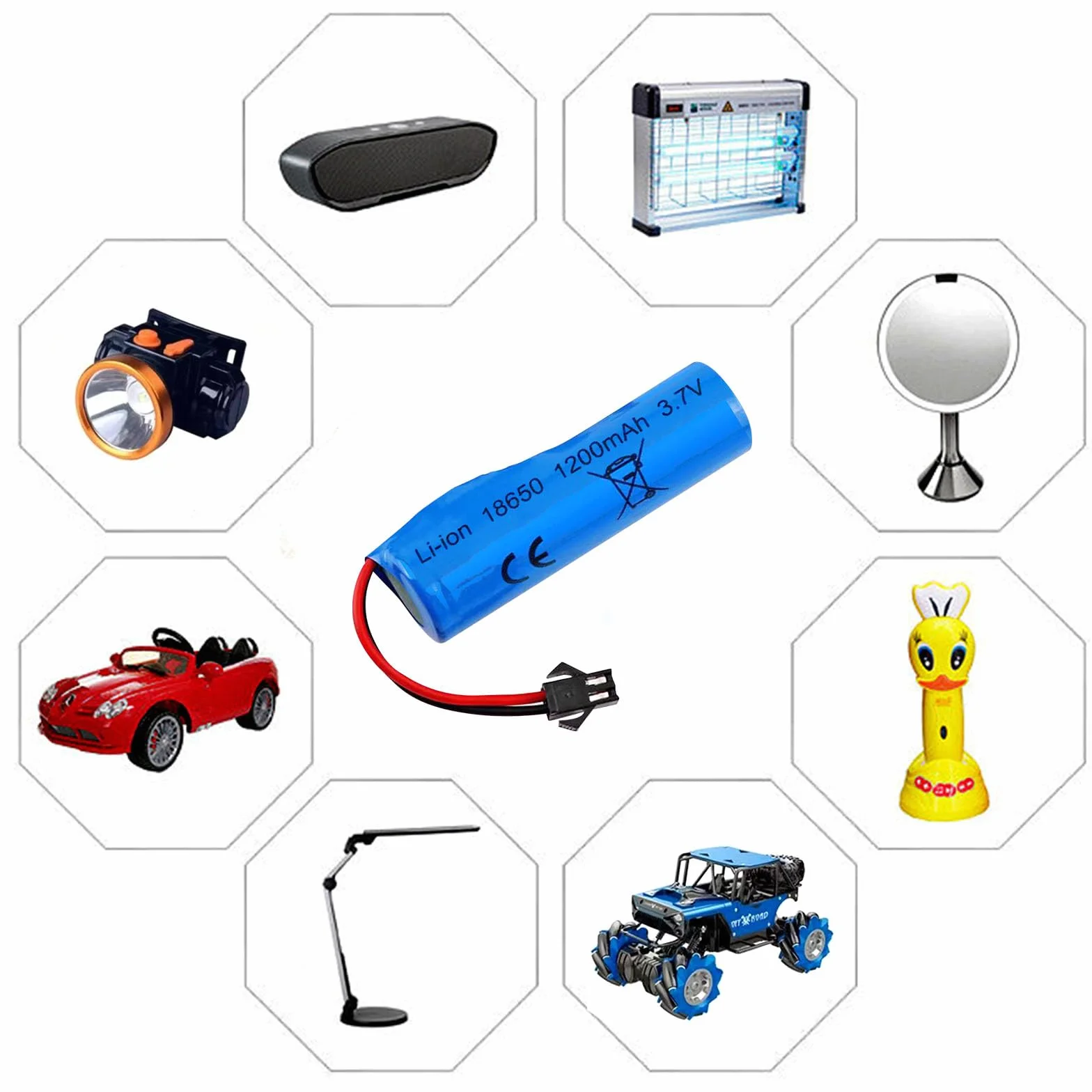 Vegena Zestaw 6 3,7 v 1200 mah Bateria litowa z USB SM-2P RC Ładowarka samochodowa RC High Speed do modeli samochodów, zestaw baterii o wysokiej wydajności RC