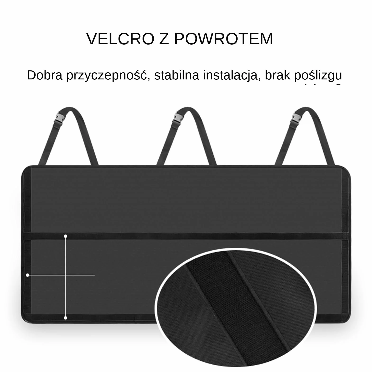 Organizer na tylne siedzenie — wisząca kieszeń cargo w bagażniku, we wnętrzu pojazdu z przestronnymi kieszeniami z siateczki, solidne paski i bezpieczne mocowanie, idealny do przechowywania ni
