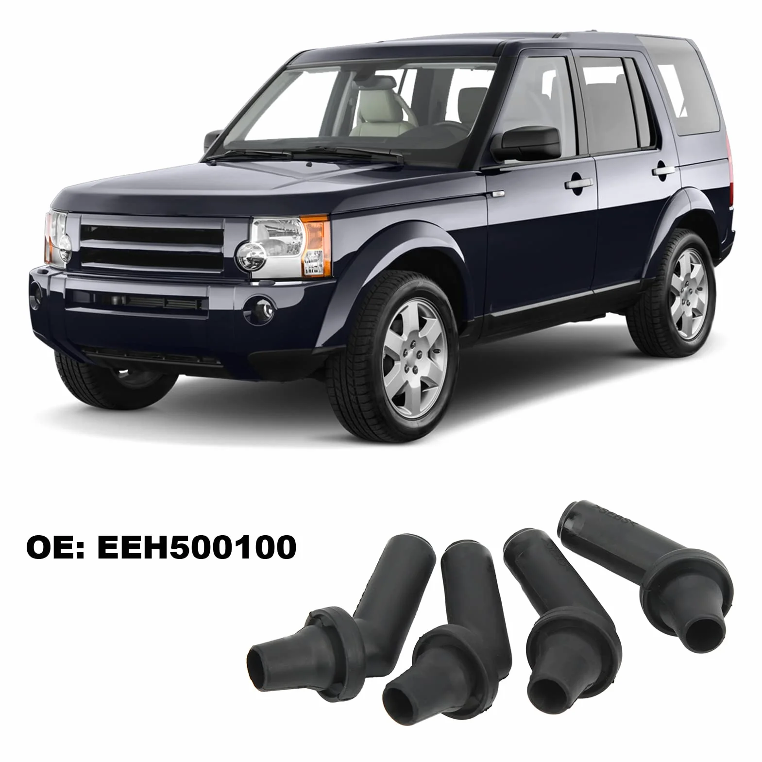 4 Szt. Łącznik Węża Spustowego Szyberdachu Samochodowego, Złącze Rury Spustowej Szyberdachu EEH500100 Gumowy Czarny Zamiennik dla Sport LR3 LR4 Inne akcesoria