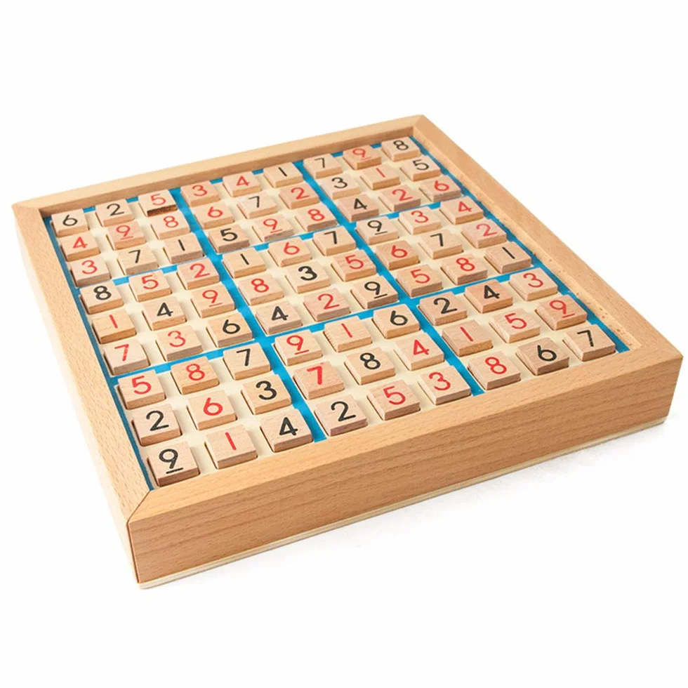 Lixada Drewniana deska do puzzli Sudoku, drewniana gra Sudoku, zestaw z szufladą, matematyka, łamigłówka, zabawki na biurko