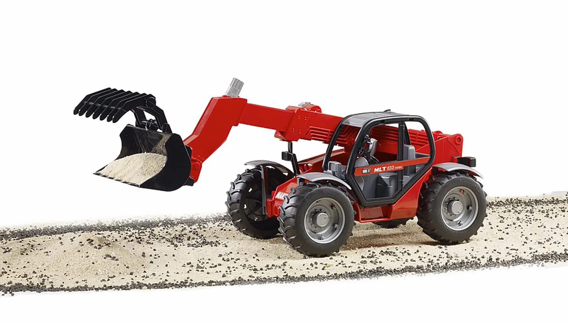 bruder 02125 - Manitou Teleskoplader MLT 633 - 1:16 Pojazd, Pojazd budowlany, Maszyna budowlana, Wózek widłowy, Ładowarka kołowa, Zabawka