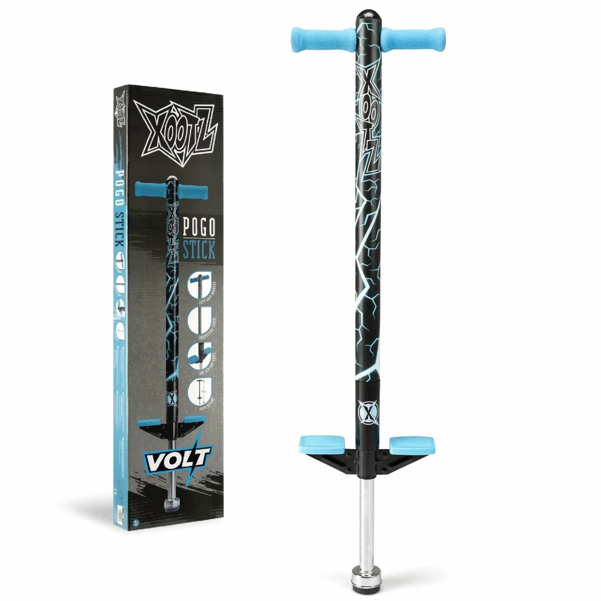 Xootz Pogo Stick | Volt Design dla dzieci, chłopców i dziewcząt, kierownica z miękkiej pianki, wiek 5+, do 35 kg