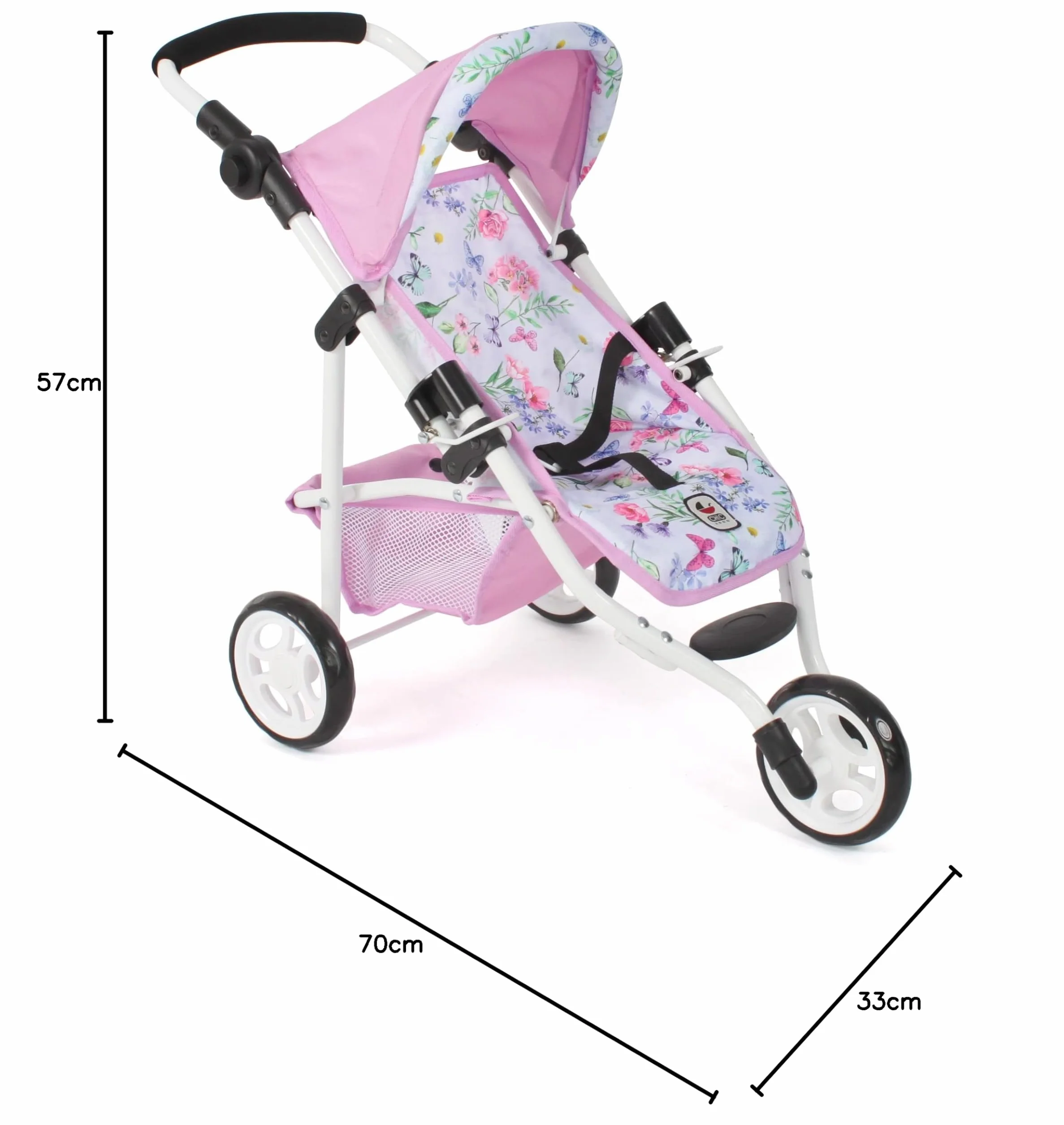 Bayer Chic 2000 - Buggy dla lalek Lola, joggery dla lalek, wózek dla lalek, kwiaty, 612-53, kwiaty, różowy, 70 x 33 x 62 cm