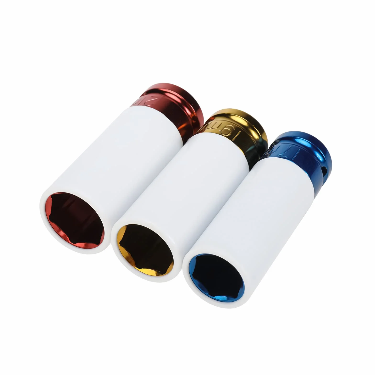 BOOMSTART 3-częściowy zestaw nasadek do nakrętek kół, 1/2" nasadki do aluminiowych kół, zestaw nasadki do nakrętek kół 17 19 21mm, ochronne i cienkie aluminiowe nasadki do kół samochodowych