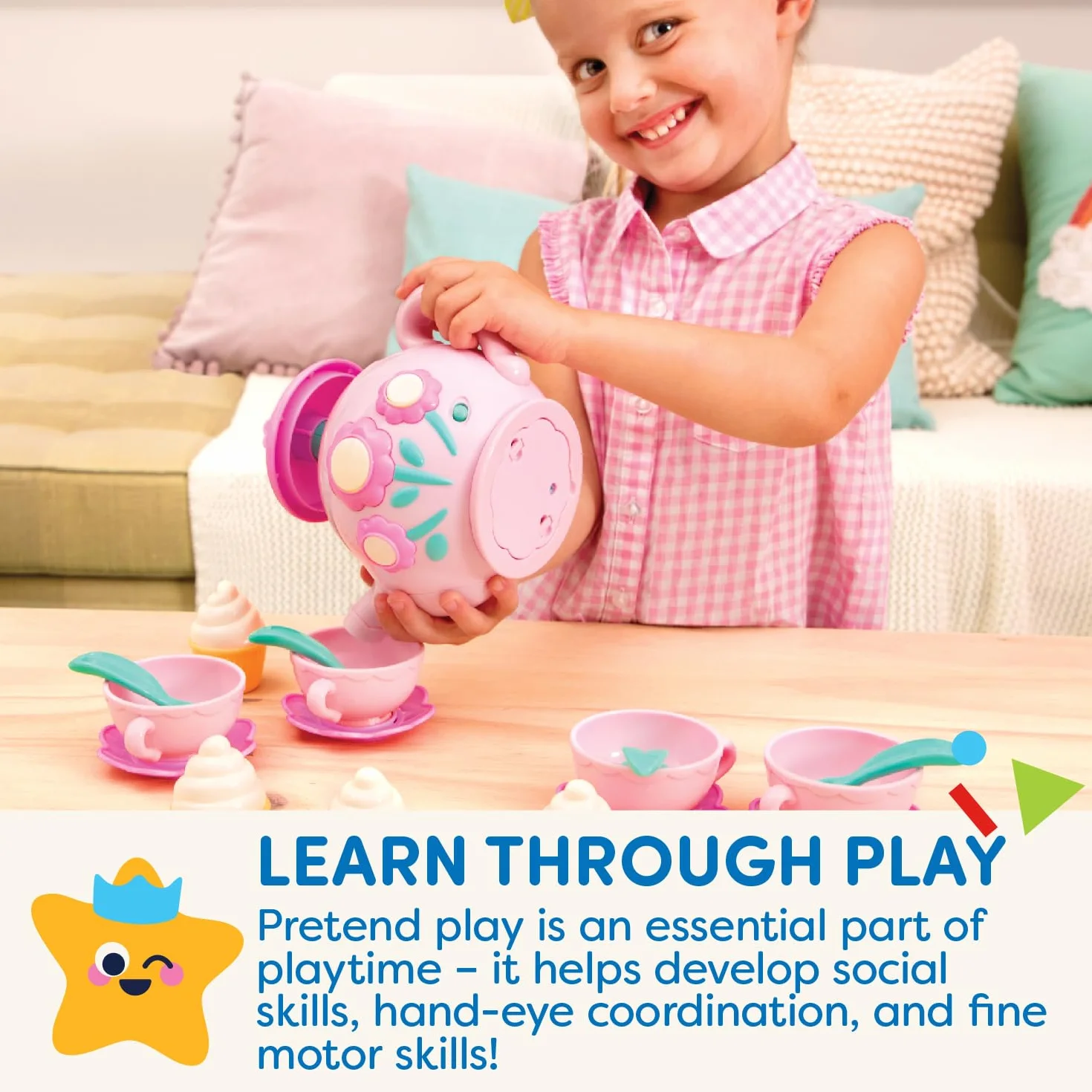 PLAY Circle – zestaw muzyczny do herbata, filiżanki, babeczki i dzbanek z melodiami dla dzieci od 3 lat (17 części)