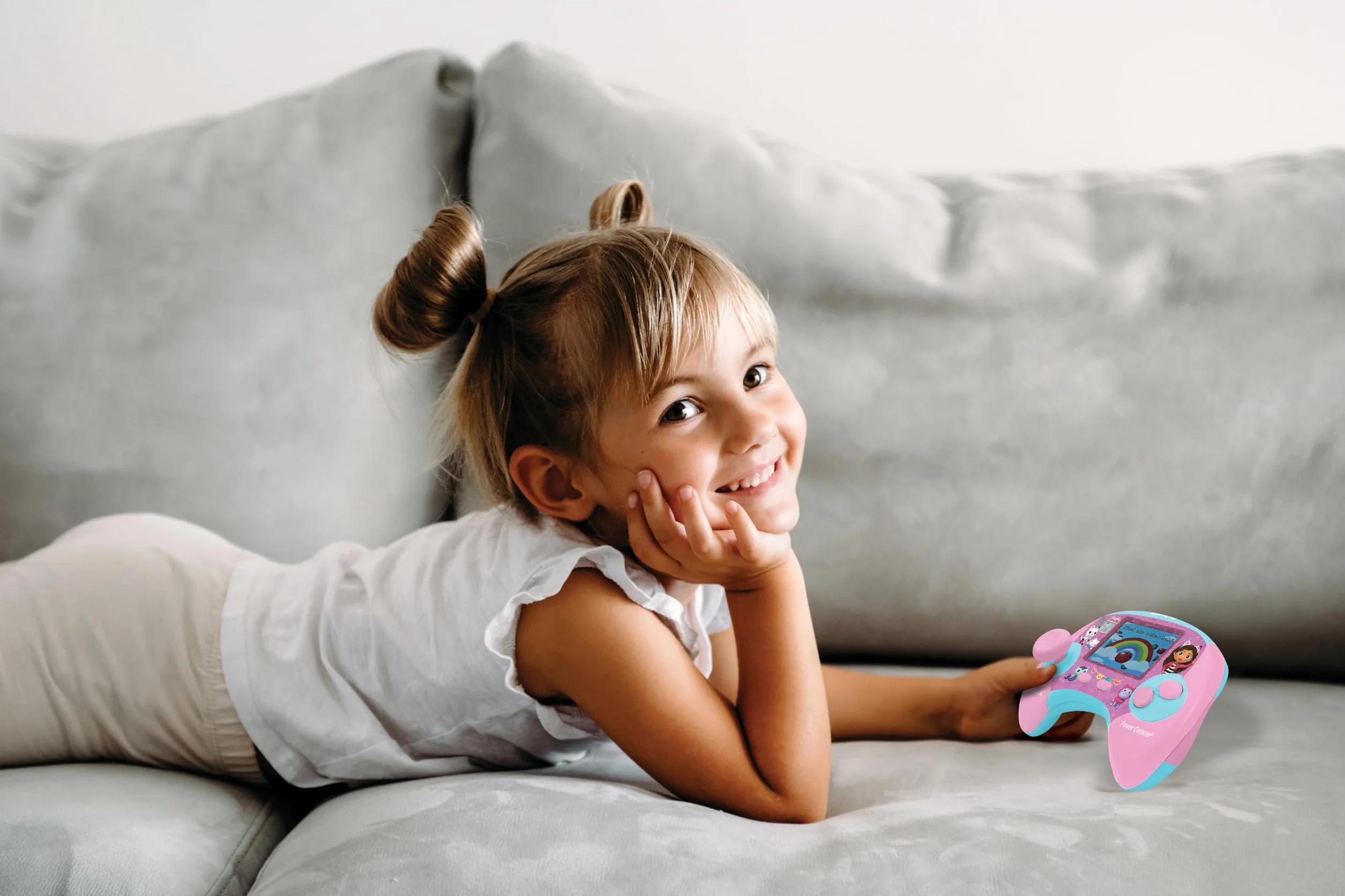 Lexibook, Gabby i Magic House, Power Console, Dwujęzyczna Francuska, Angielska Konsola do Gier Edukacyjnych z 100 Aktywnościami, Kolorowy Ekran, JCG100GDHi1, Różowy, Niebieski