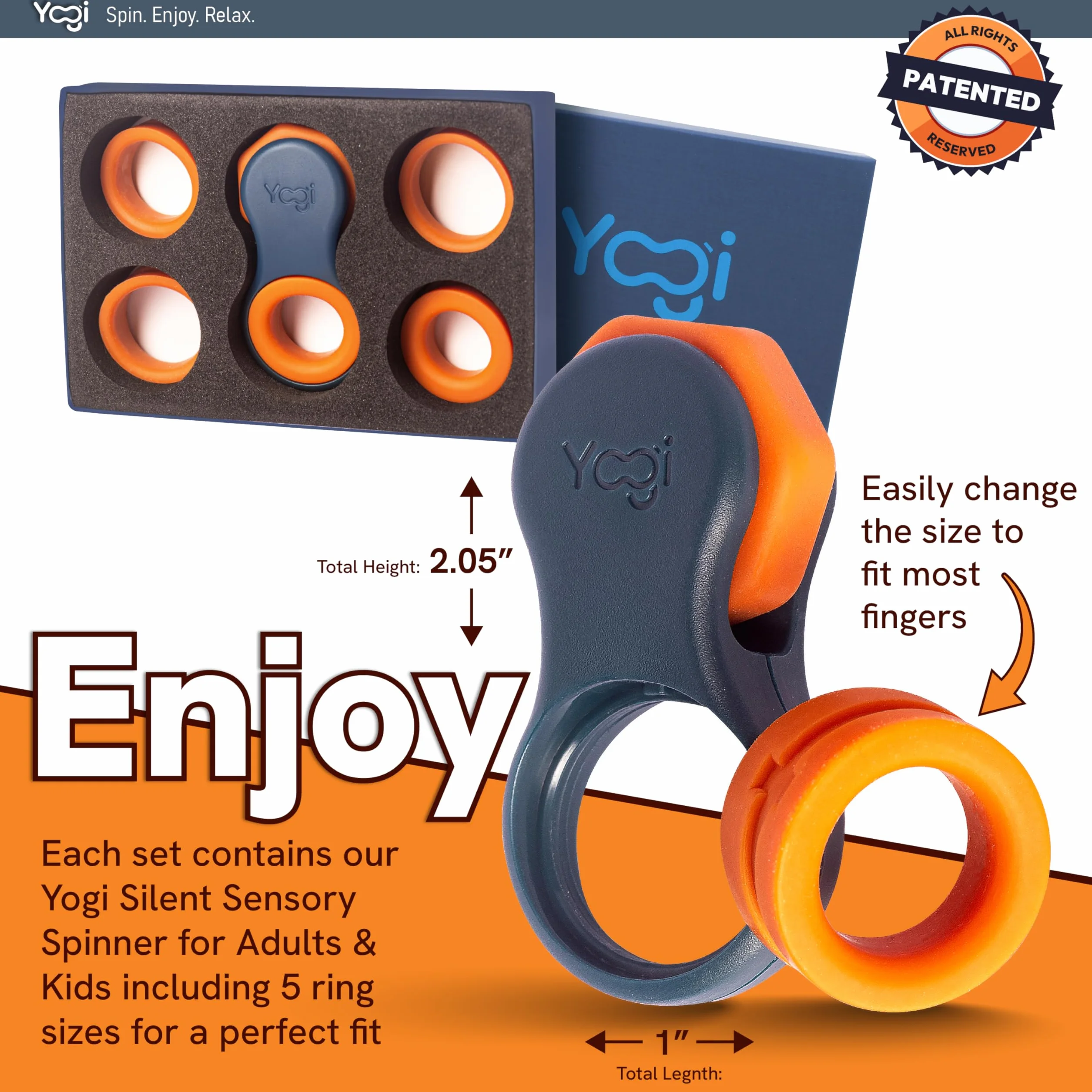 Yogi zabawka fidget, fidget spinnery dla dorosłych, łagodząca stany lękowe, idealna dla osób z ADHD, ADD i autyzmem, ciche zabawki fidget dla dorosłych i dzieci, pięć rozmiarów pierścieni - supernowa