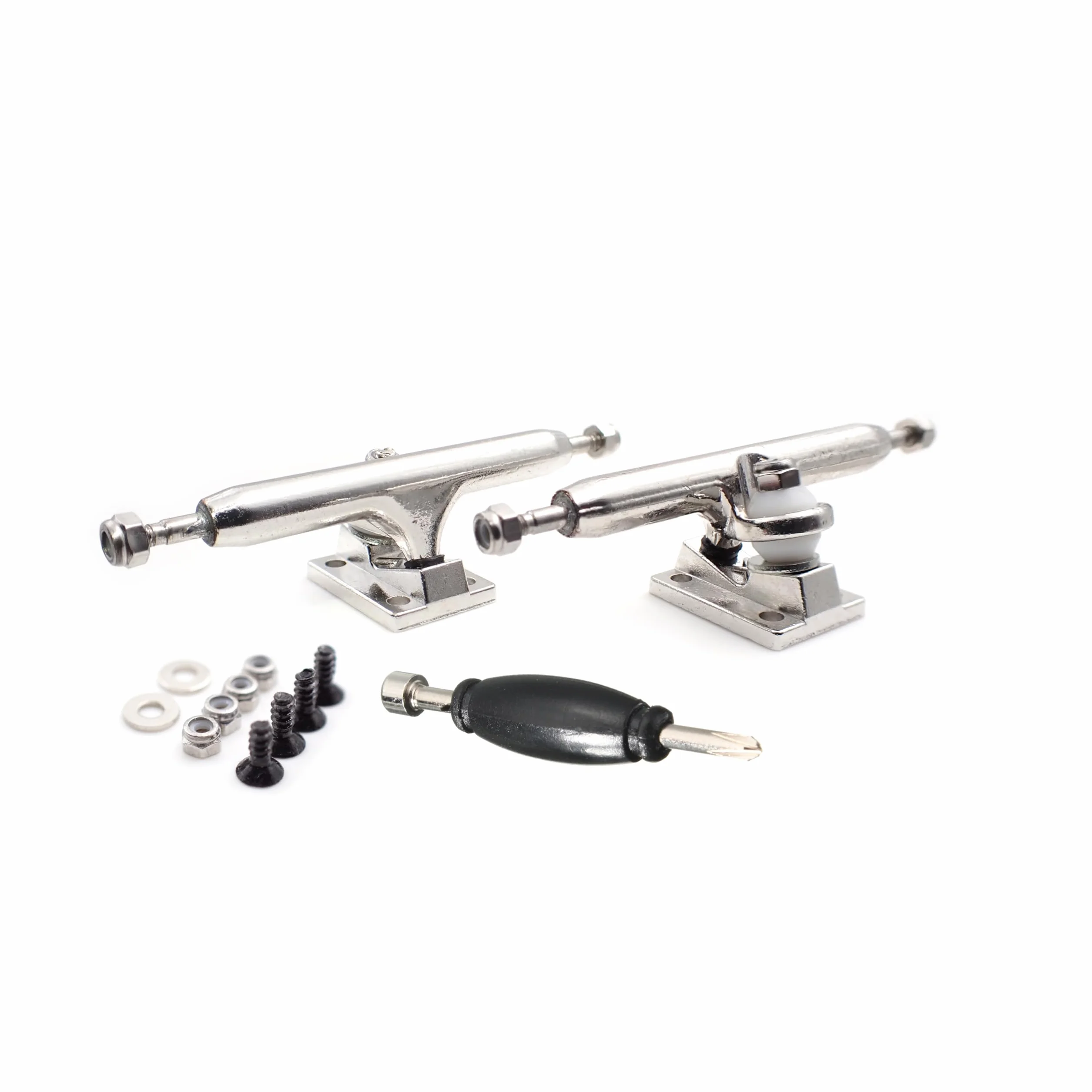 SPITBOARDS 34 mm Fingerboard Pro Trucks by, Real Lock-Nuts, Rubber O-ring Urethane Bushings, Optimized Hanger, szerokość 34 mm, do tuningu i montażu (chromowane srebro)
