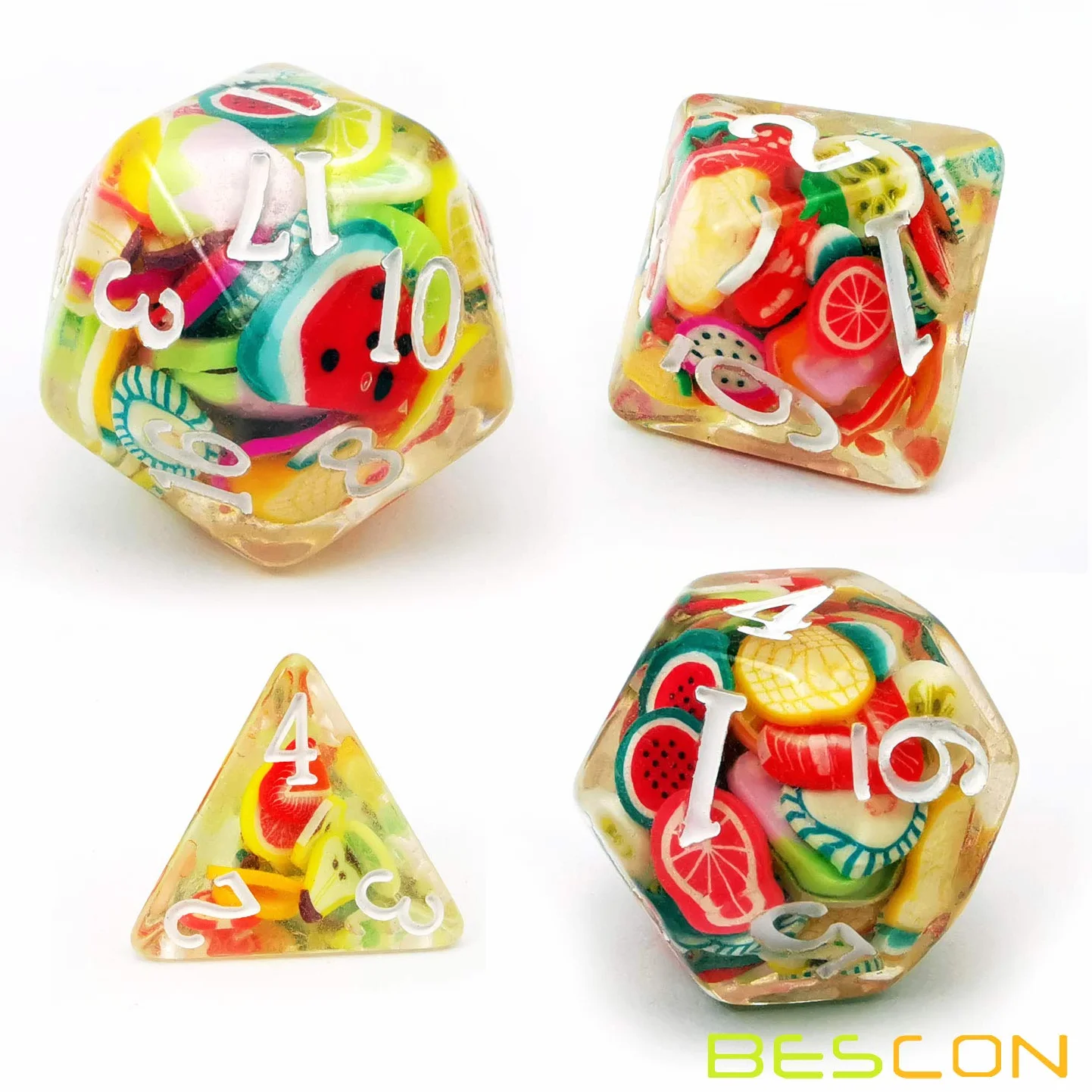 Zestaw kości wielościennych Bescon Fruit, nowościowy zestaw kości RPG z 7 kościami