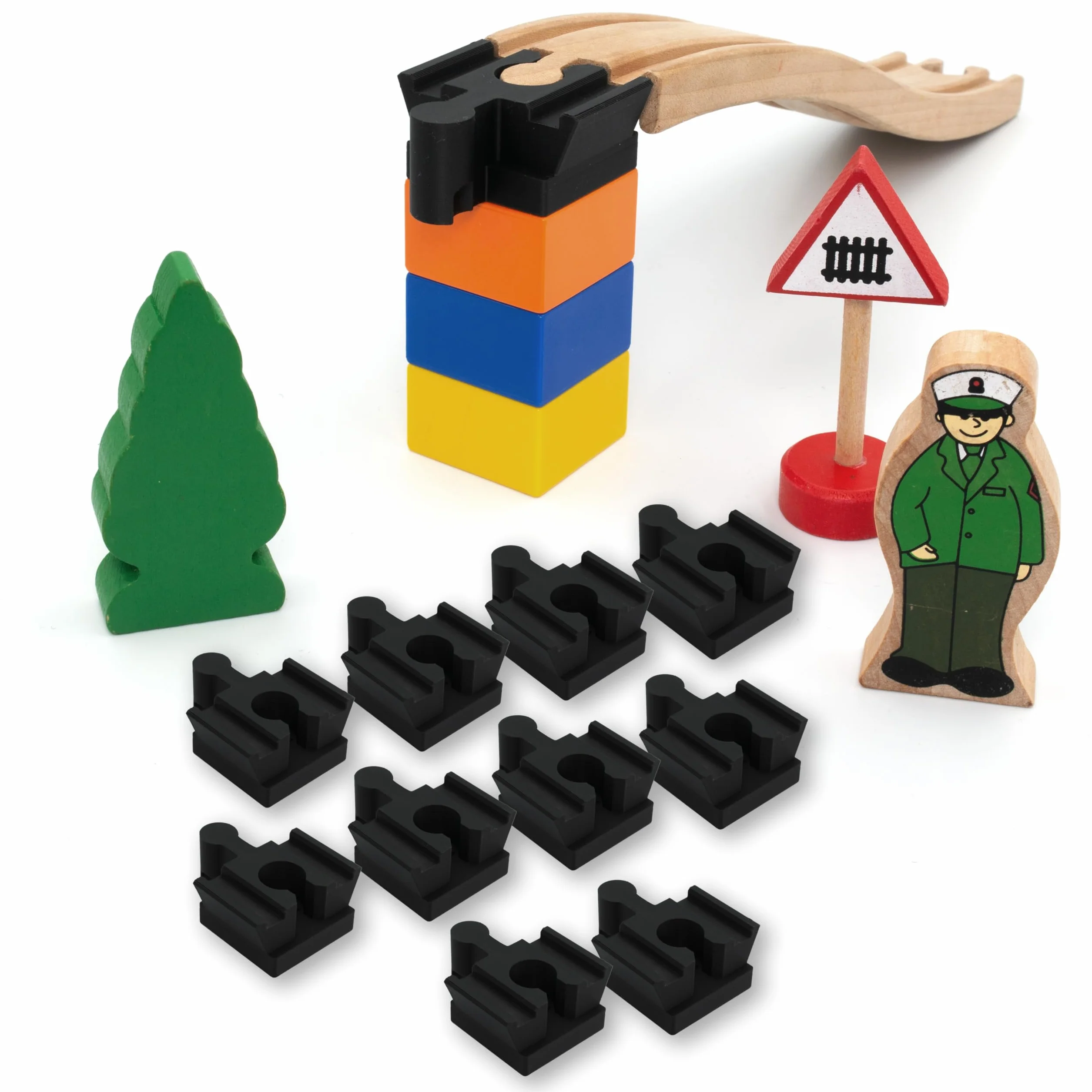 Brio Duplo złącza, kompatybilny adapter, łączy oba systemy razem, złącze szynowe, złącze track, uniwersalne dopasowanie (10 sztuk)