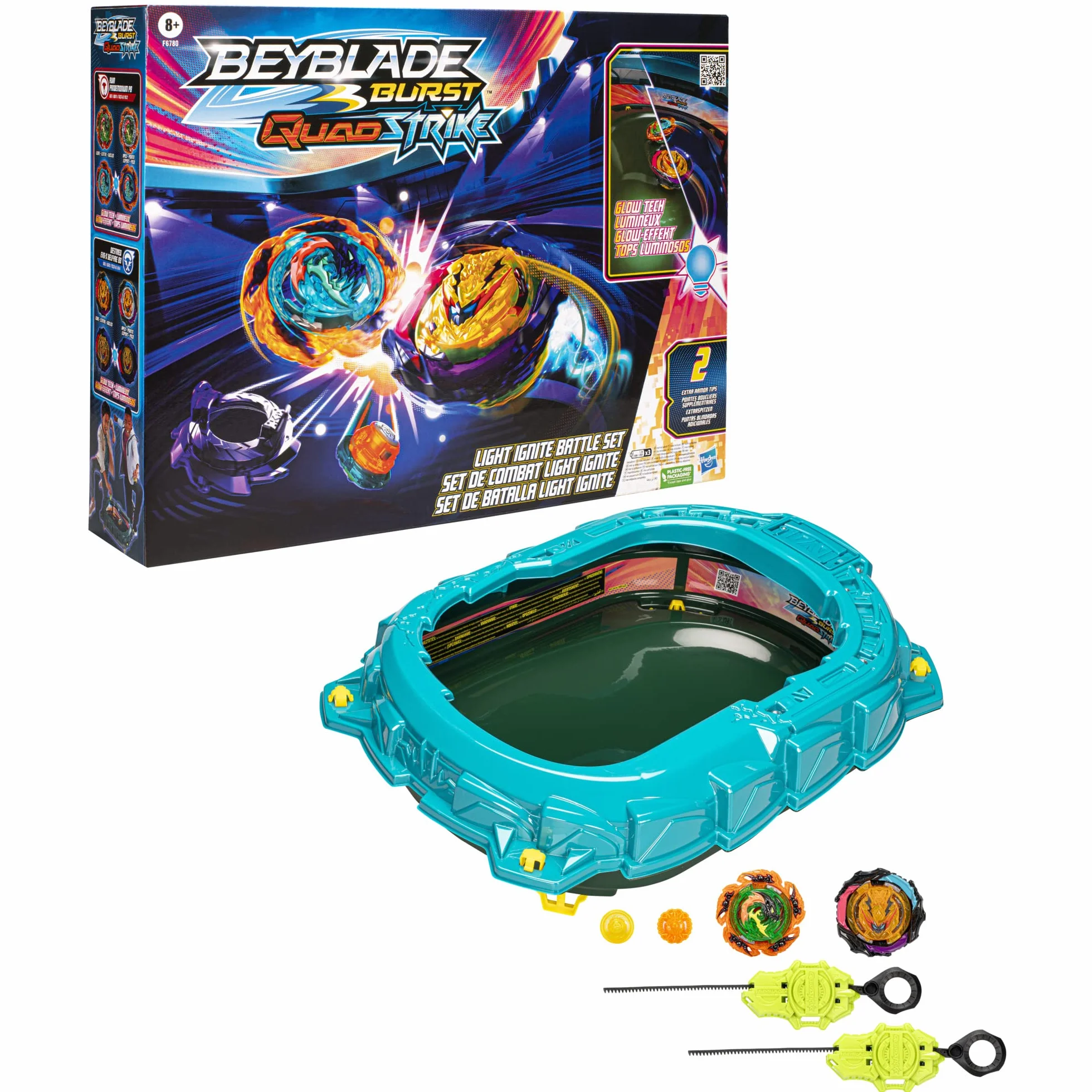 Hasbro Zestaw bitewny Beyblade Burst QuadStrike Light Ignite z areną Beyblade