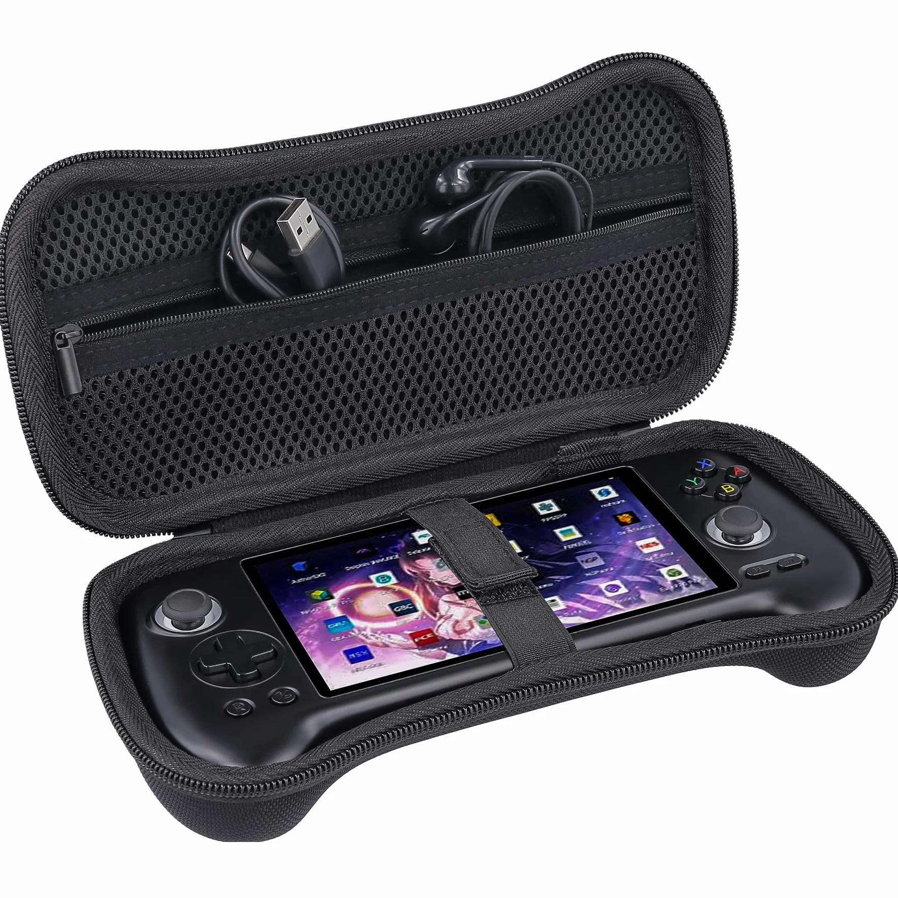 Khanka Twarde etui na przenośną konsolę do gier Anbernic RG556 Retro, torba do przechowywania na RG556 14.2 cm, ręczna konsola do gier z systemem Android, tylko obudowa (czarna)