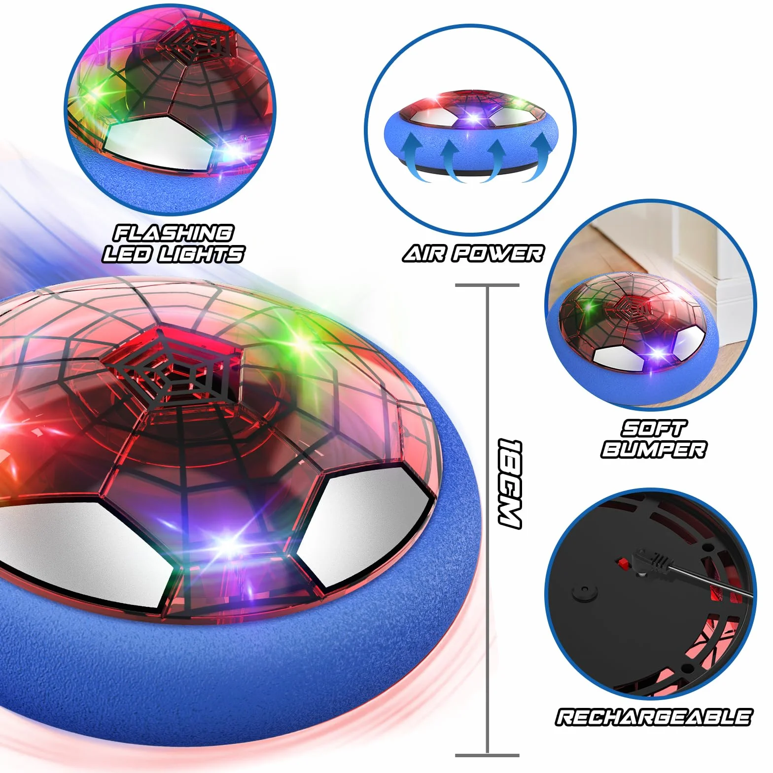 Spider Hover Ball Prezenty dla chłopców Halowa piłka nożna z oświetleniem LED Pływająca poduszka powietrzna Piłki do gry w hokeja na lodzie Zabawki dla dzieci od 3 4 5 6 7 8 9 lat Chłopiec Dziewczynka