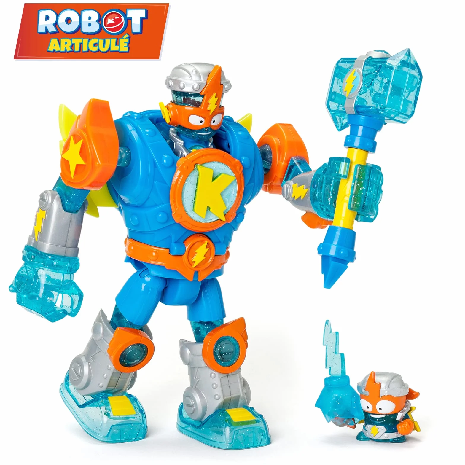 SUPERTHINGS Superbot Kazoom Power – Przegubowy robot z akcesoriami do walki, 1 Kazoom Kid i 1 SuperThing do walki, 1 Kazoom Kid i jeden SuperThing