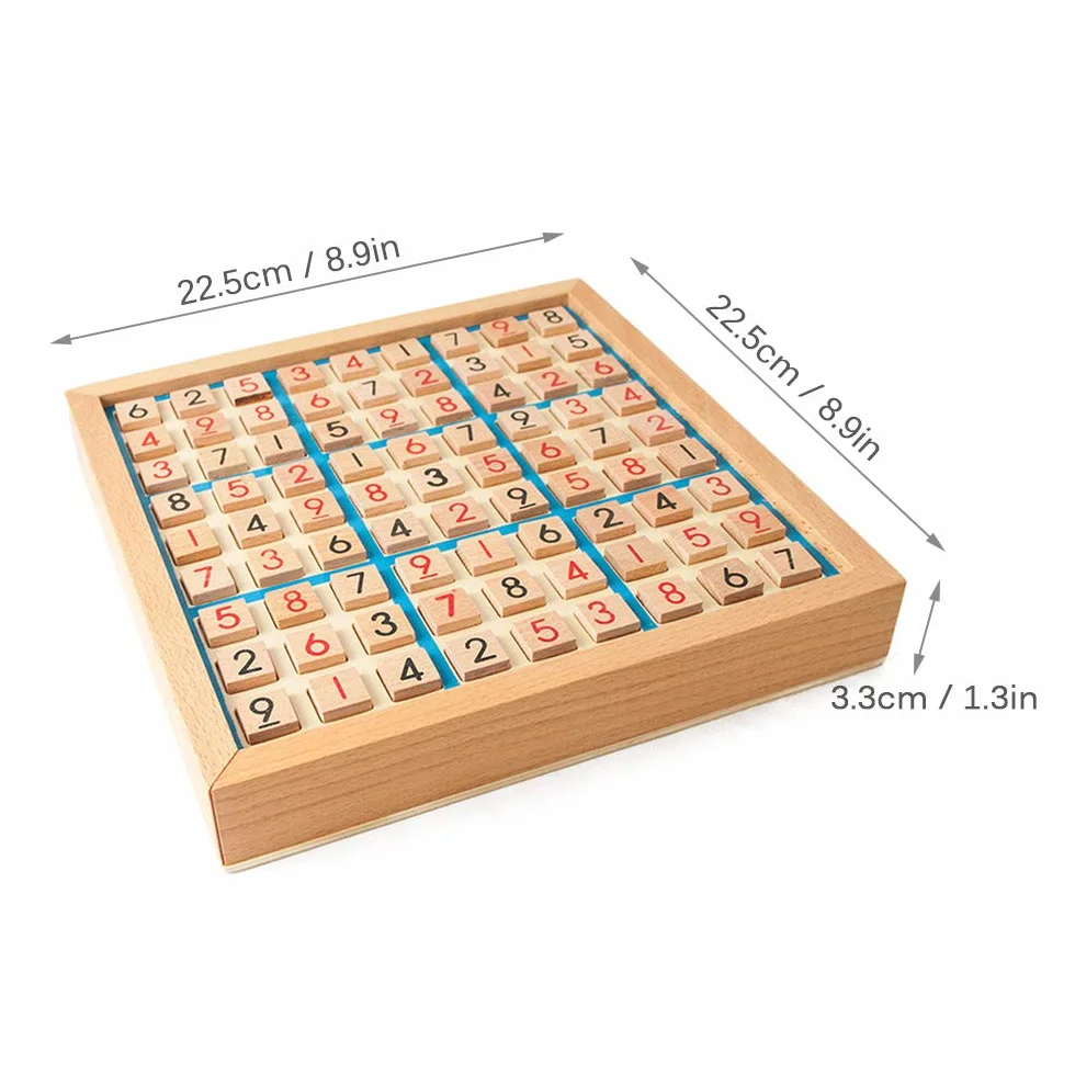 Lixada Drewniana deska do puzzli Sudoku, drewniana gra Sudoku, zestaw z szufladą, matematyka, łamigłówka, zabawki na biurko