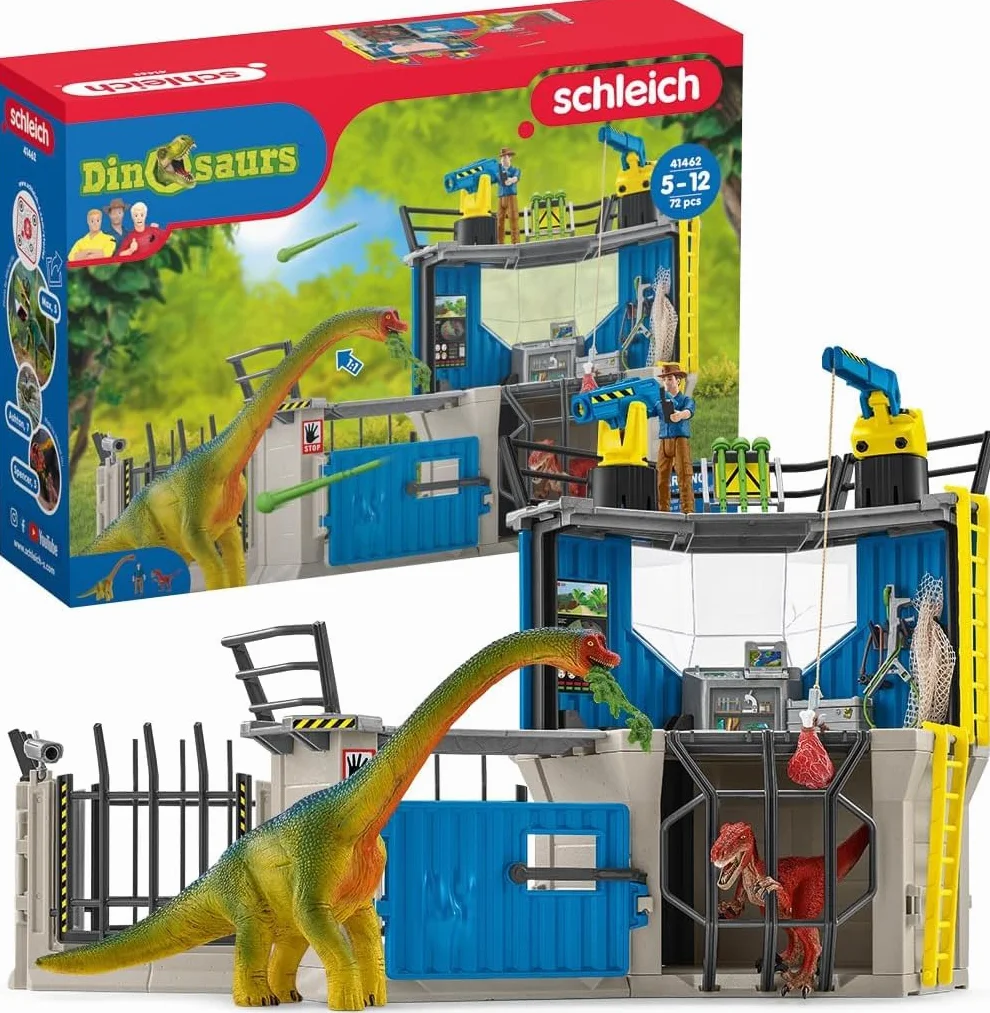 schleich DINOSAURS | Duża Stacja Badawcza Dinozaurów 41462 | zestaw z figurkami, wieloma funkcjami i licznymi akcesoriami | zestaw do zabawy od 5 lat | 72 elementów