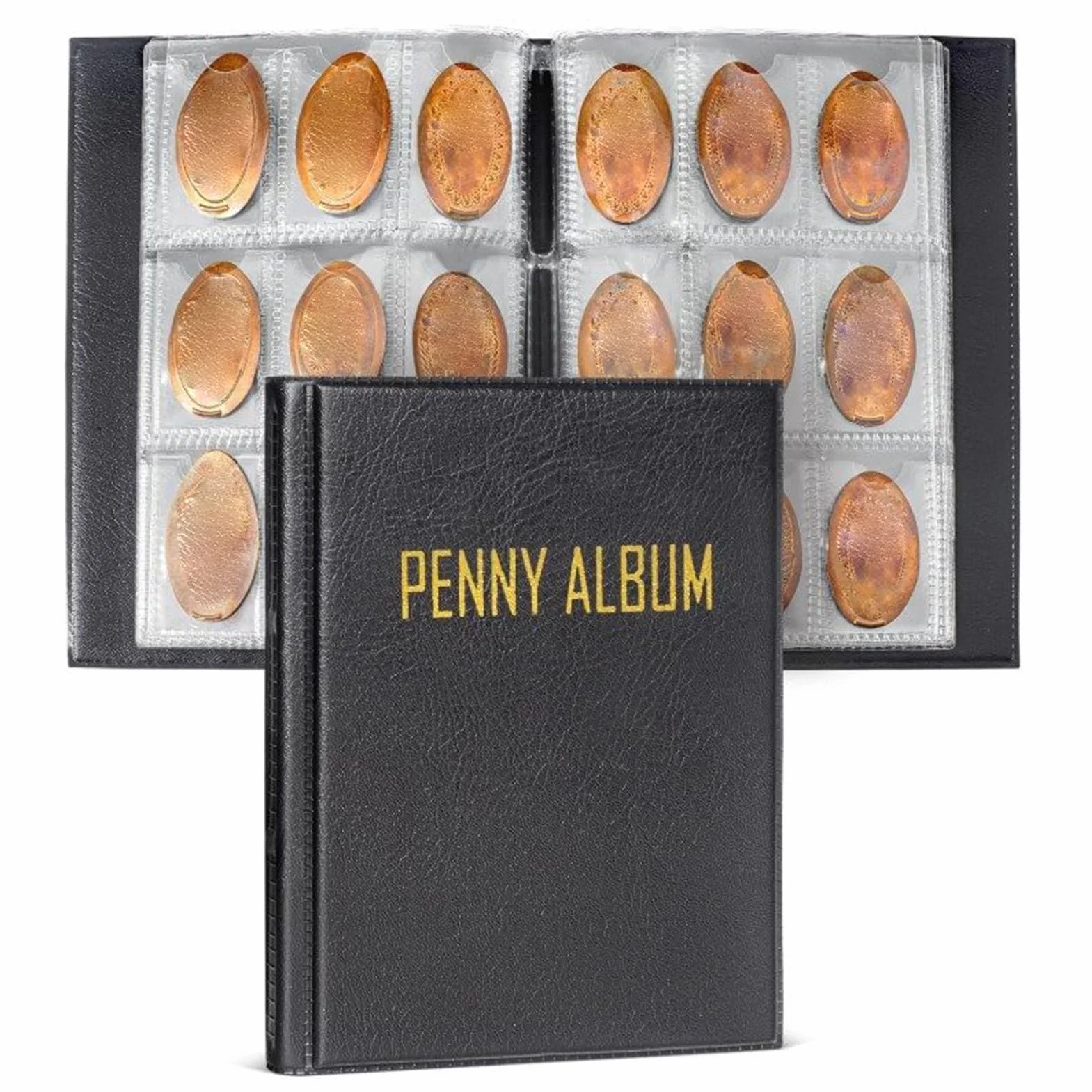 Pressed Penny Album, Coin Holder Book, 108-Slot Currency Organizer, Money Storage Case, Souvenir Display Binder, Ideal for Quarter, Dollar, Stamp, Bill, Kids, Collector, Home Use