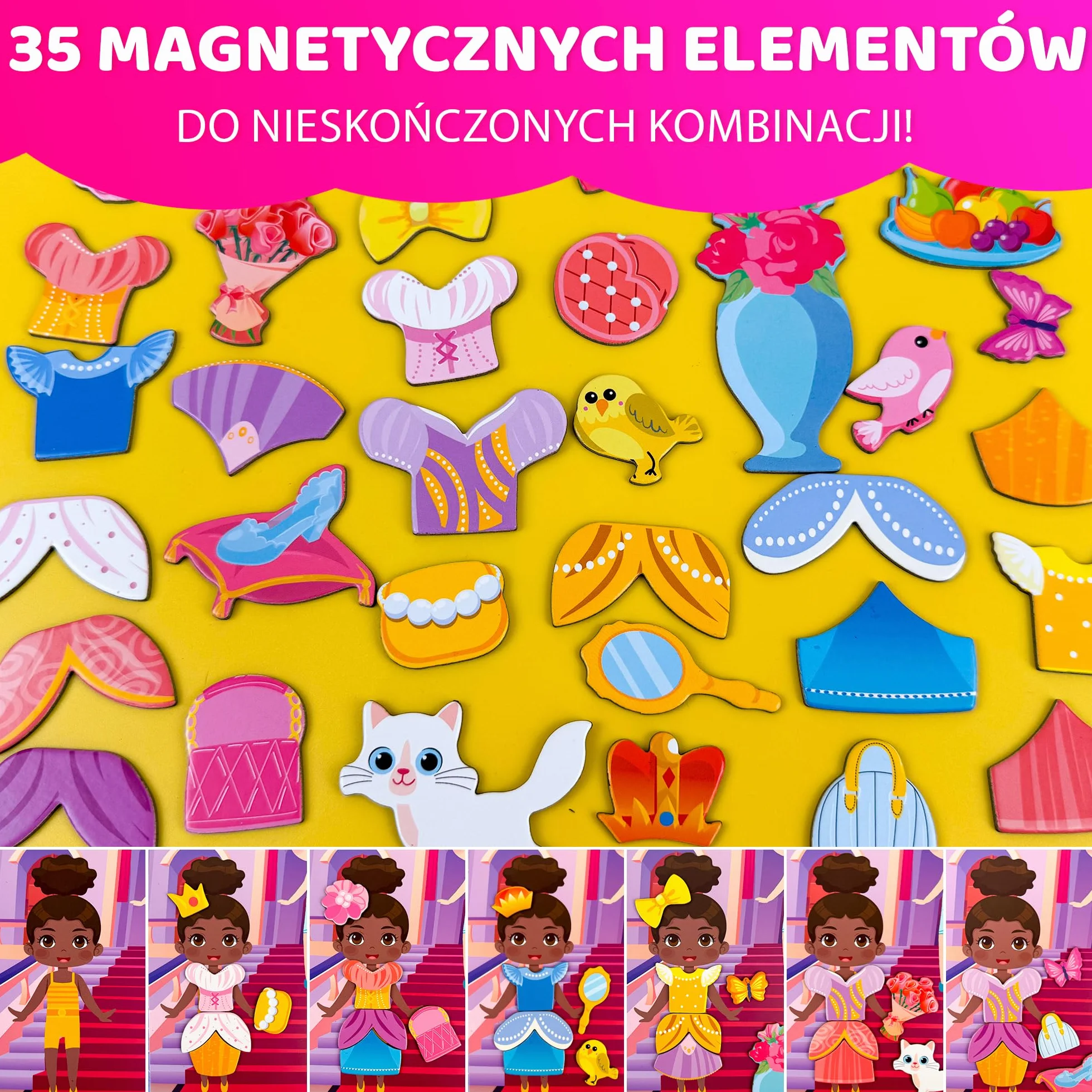 QUOKKA Magnetyczne Lalki Do Przebierania Dla Dziewczynek I Chłopców Z 35 Magnetycznymi Elementami – Kreatywny Zestaw Do Zabawy Magnetycznej W Domu I W Podróży
