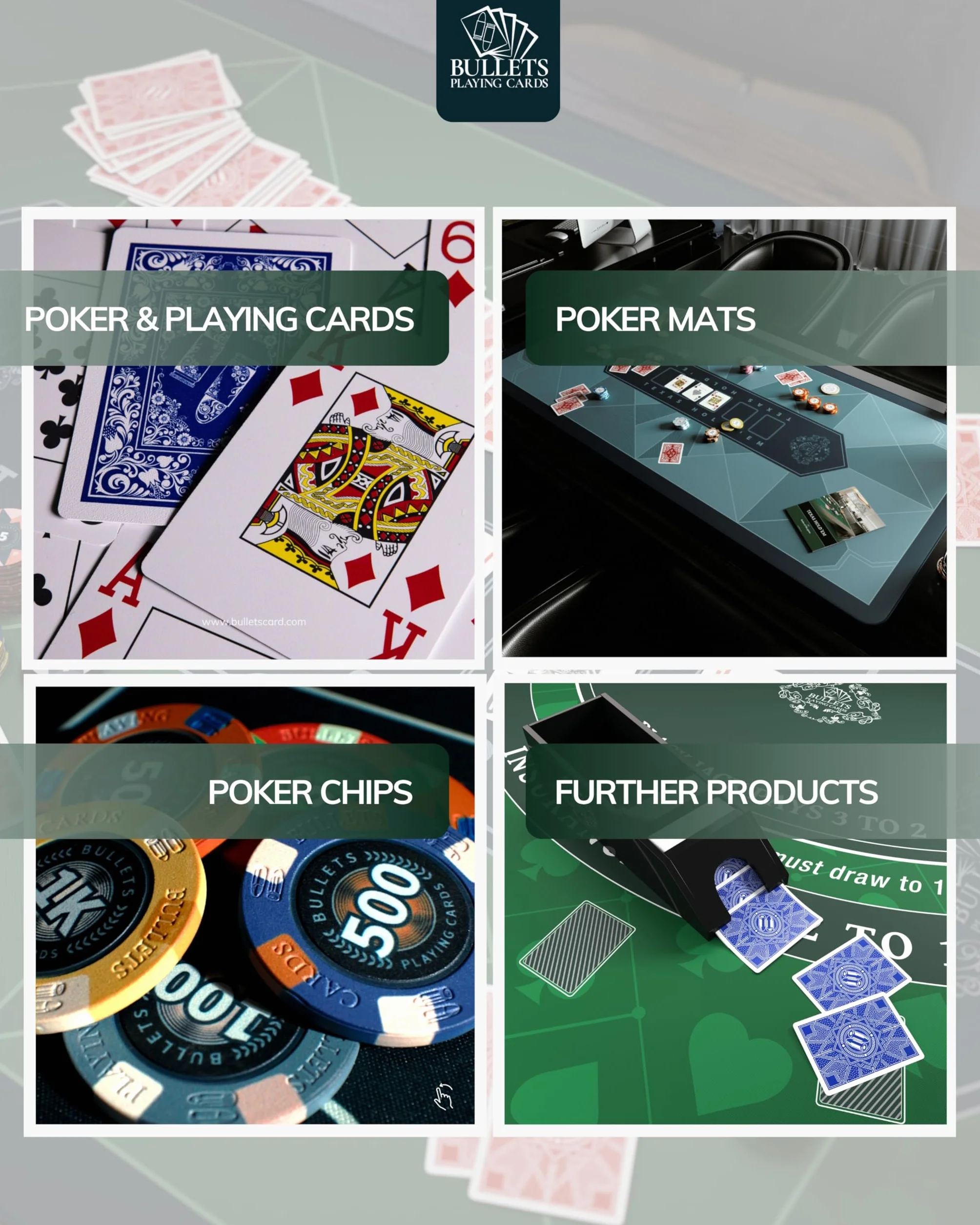 Bullets Playing Cards, Kufer pokerowy Adriana, zestaw do pokera z 300 żetonami Clay z wartościami, w zestawie ceramiczny przycisk dealera i karty do pokera