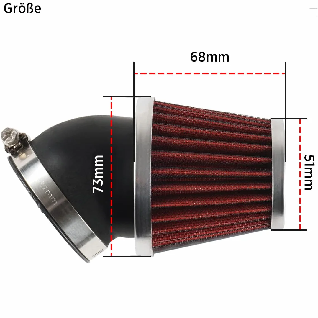 Evermotor Filtr powietrza ATV, 48 mm 49 mm 50 mm filtr gaźnika do skutera 50cc 70cc 90cc 110cc 125cc 150cc quad bike