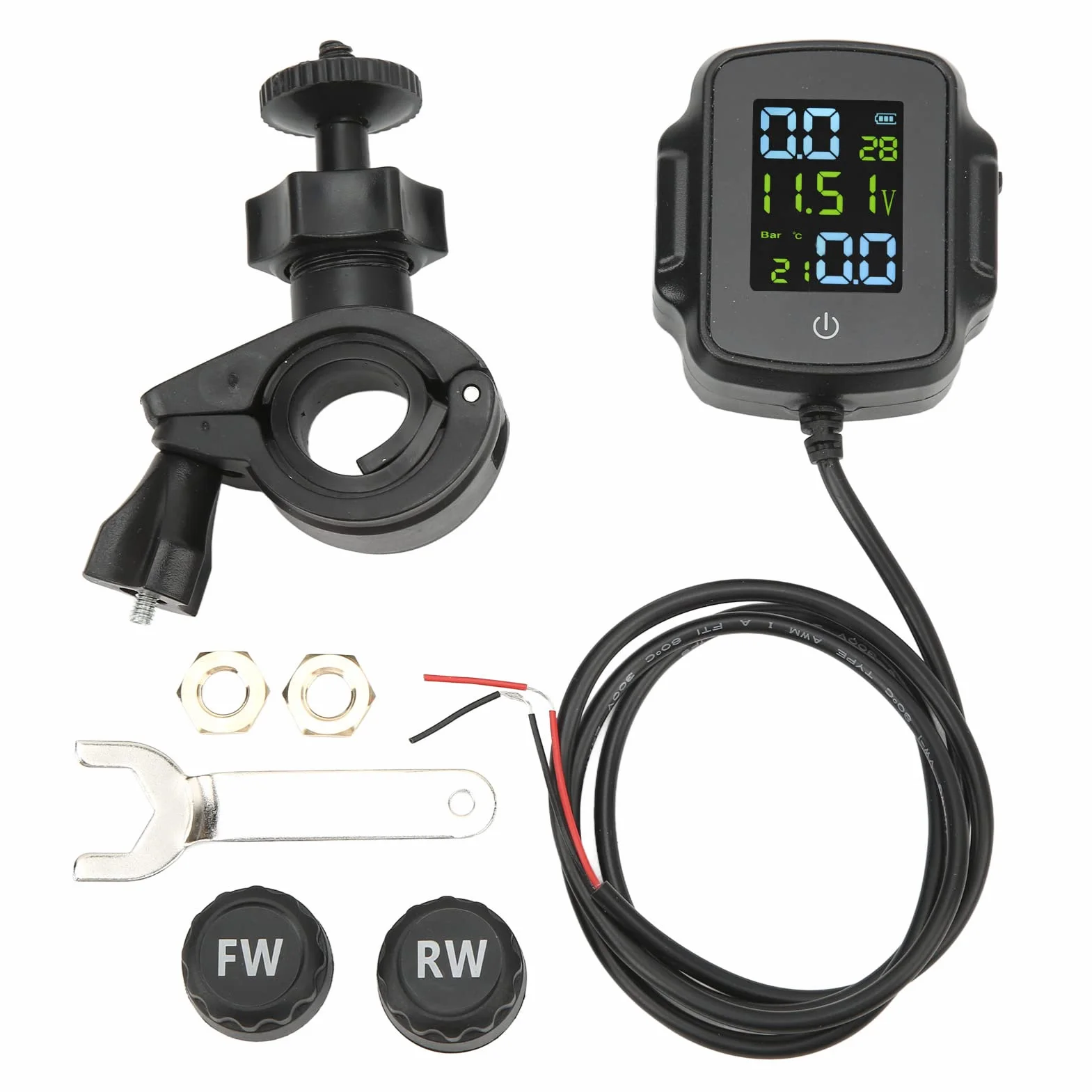 Motocykl TPMS, Wygodna Trwała wydajność QC3.0 DC 12V Szybkie ładowanie Profesjonalny System Monitorowania Ciśnienia w Oponach do Motocykla