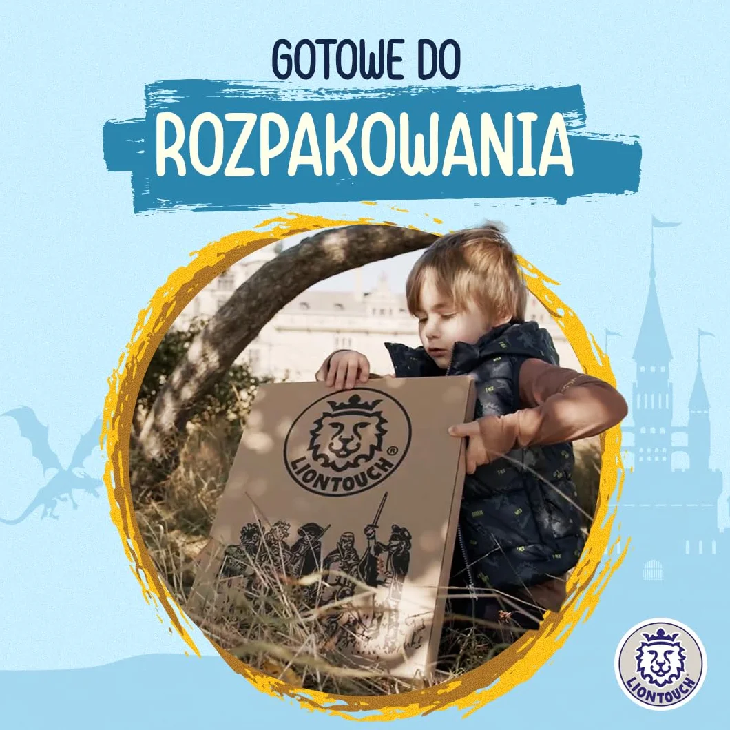 Liontouch 11000LT średniowieczna elegancka zabawka rycerska, zestaw dla dwojga, niebieski i czerwony, dwa miecze, tabliczki i siekiery z pianki dla dzieci
