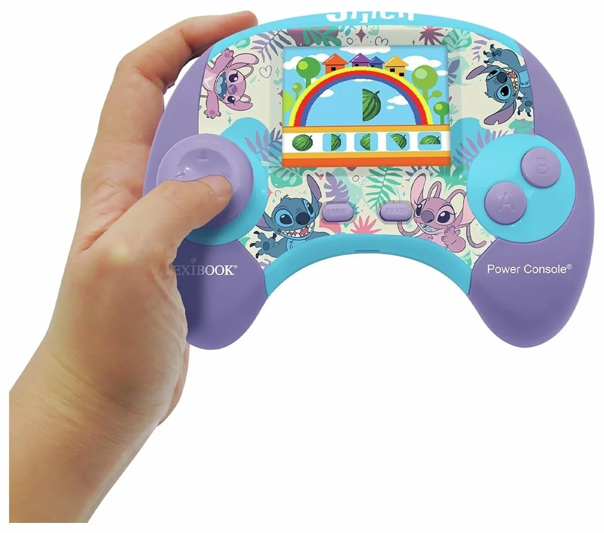 Lexibook Disney Stitch Power Console Dwujęzyczna Francuska, Angielska Konsola do Gier Edukacyjnych z 100 Aktywnościami, JCG100i1, Fioletowa, Niebieska