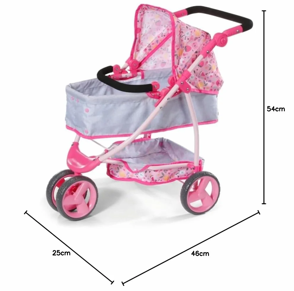 BABY born 834145 Zapf Creation wózek dziecięcy ze składanym kapturem, przekształca się z klasycznego wózka dziecięcego na sportowy jogger, schowek na akcesoria, pasuje do lalek 43 cm, dla dzieci w