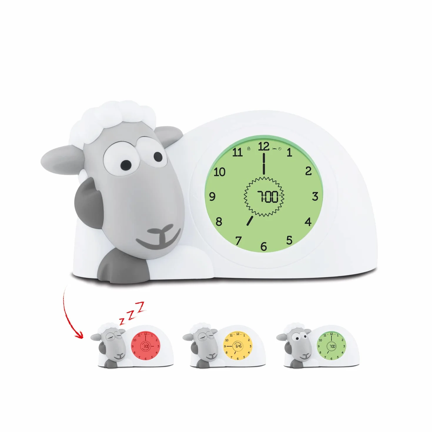 ZAZU Sam Baranek - zegar treningowy do spania i lampki nocnej dla dzieci, budzik świetlny, pomóż dziecku nauczyć się, kiedy się obudzić | Regulowana jasność | Automatyczne wyłączanie