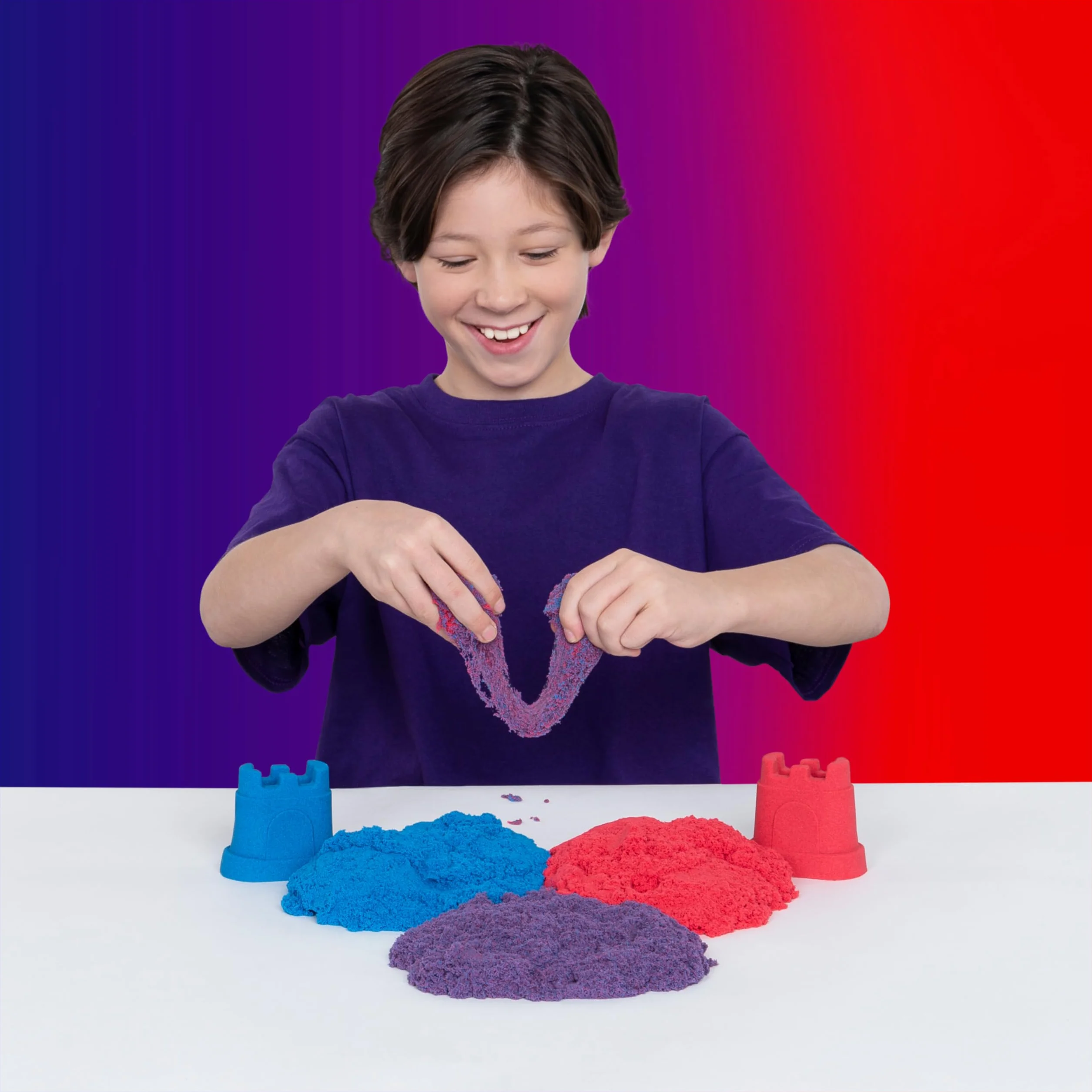 Kinetic Sand, Rainbow Mix Set with 3 Colours of Kinetic Sand (382g) and 6 Tools, for Kids Aged 3 and Up