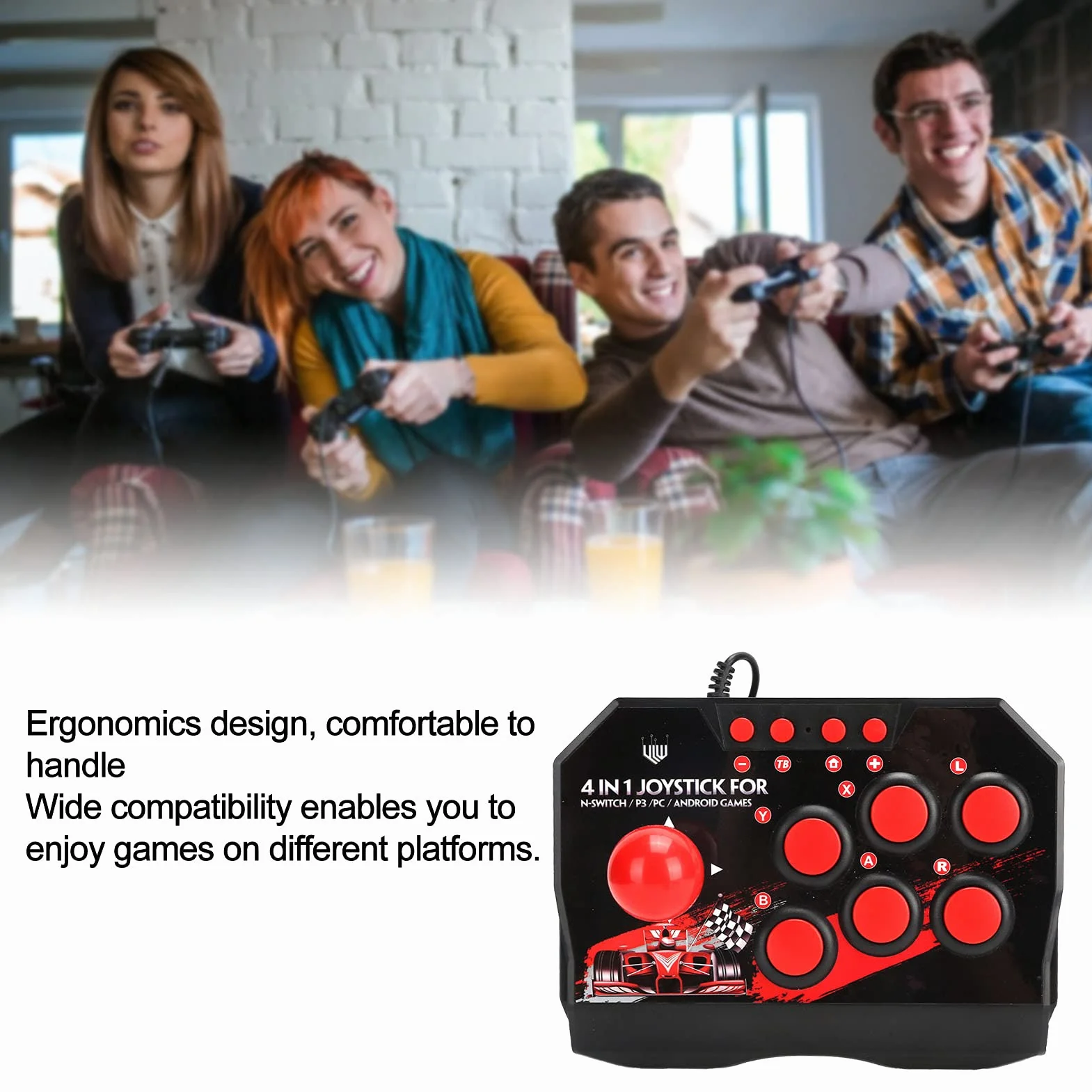 Arcade Fight Stick, przewodowy drążek arkadowy uniwersalny przenośny Arcade Fight Stick kontroler do gier komputerowych akcesoria do przełącznika/PC/PS3