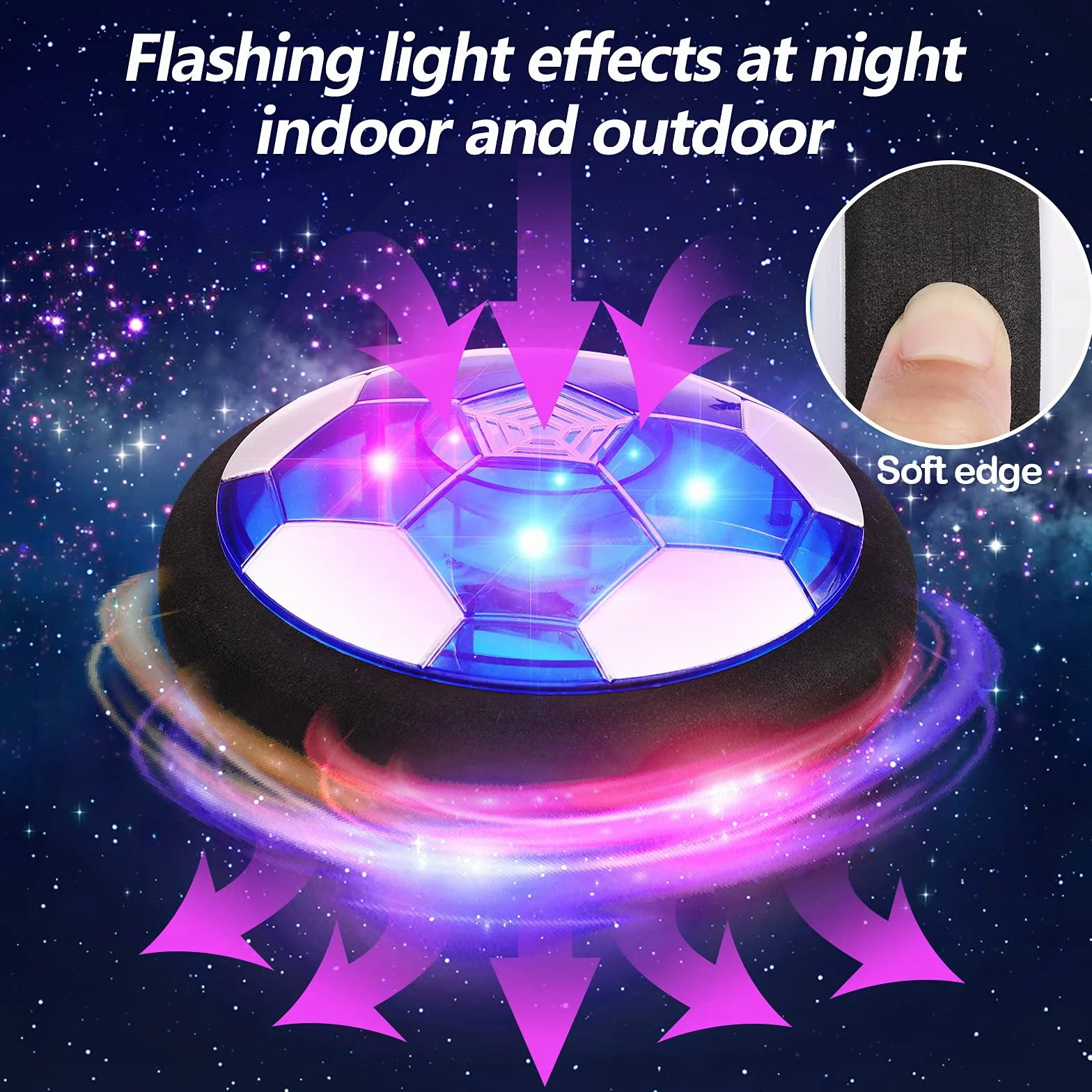 Diealles Shine Air Power zabawka do piłki nożnej dla dzieci, piłka nożna Hover Soccer Ball z oświetleniem LED, pianka, zderzaki, prezent dla chłopców i dziewczynek, do uprawiania sportu, wewnątrz i na