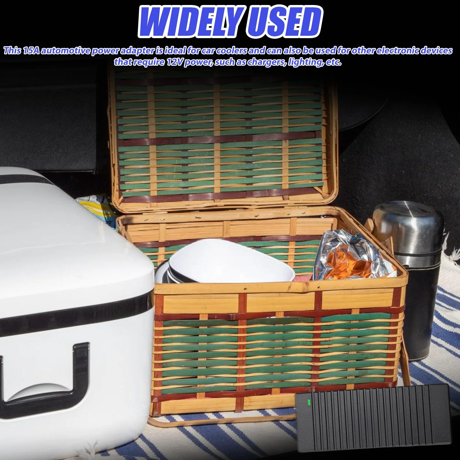 15A Czarny zasilacz samochodowy: 220 V na 12 V transformator napięcia, przenośny adapter do lodówki, adapter falownika z gniazdkiem, zasilacz zapalniczki samochodowej