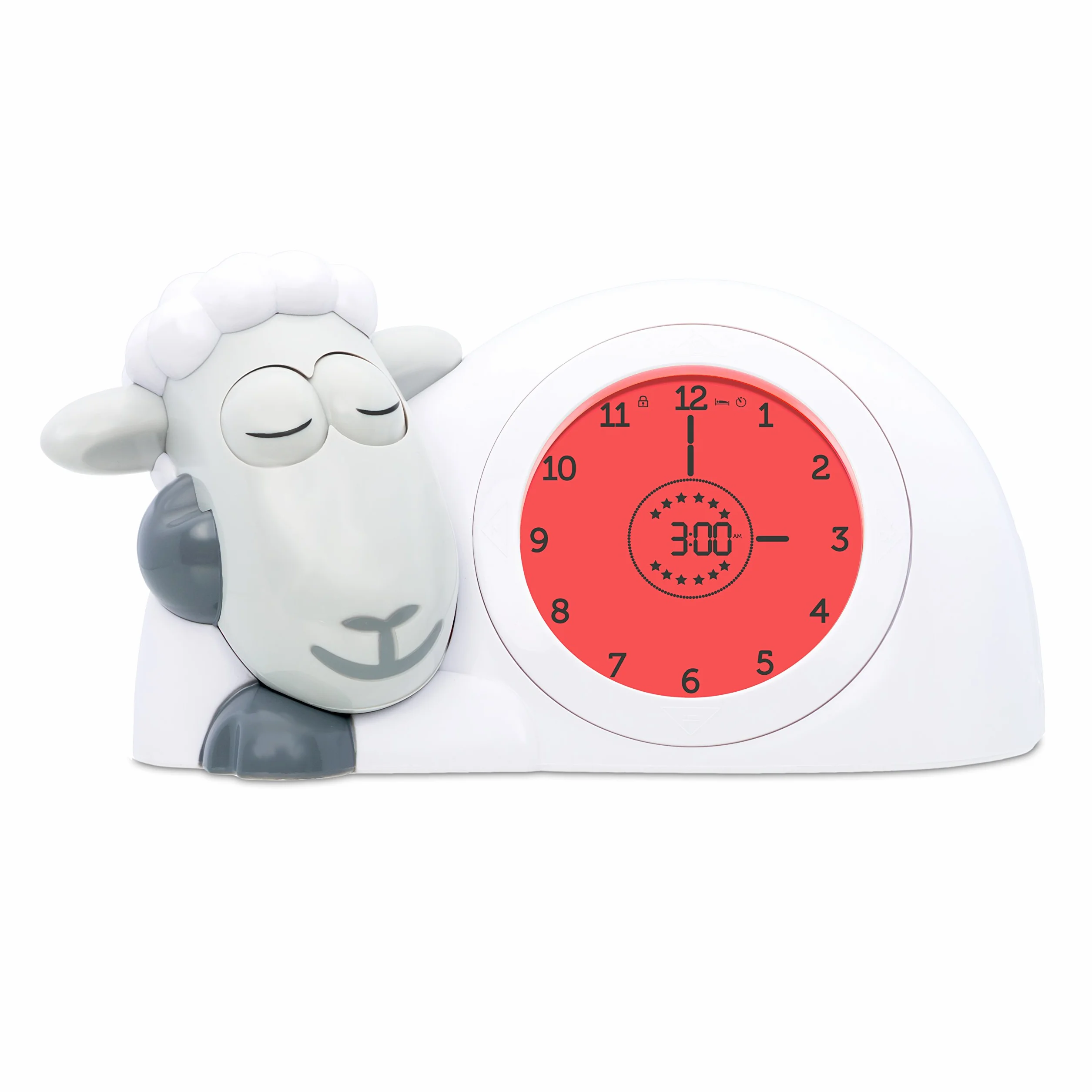 ZAZU Sam Baranek - zegar treningowy do spania i lampki nocnej dla dzieci, budzik świetlny, pomóż dziecku nauczyć się, kiedy się obudzić | Regulowana jasność | Automatyczne wyłączanie