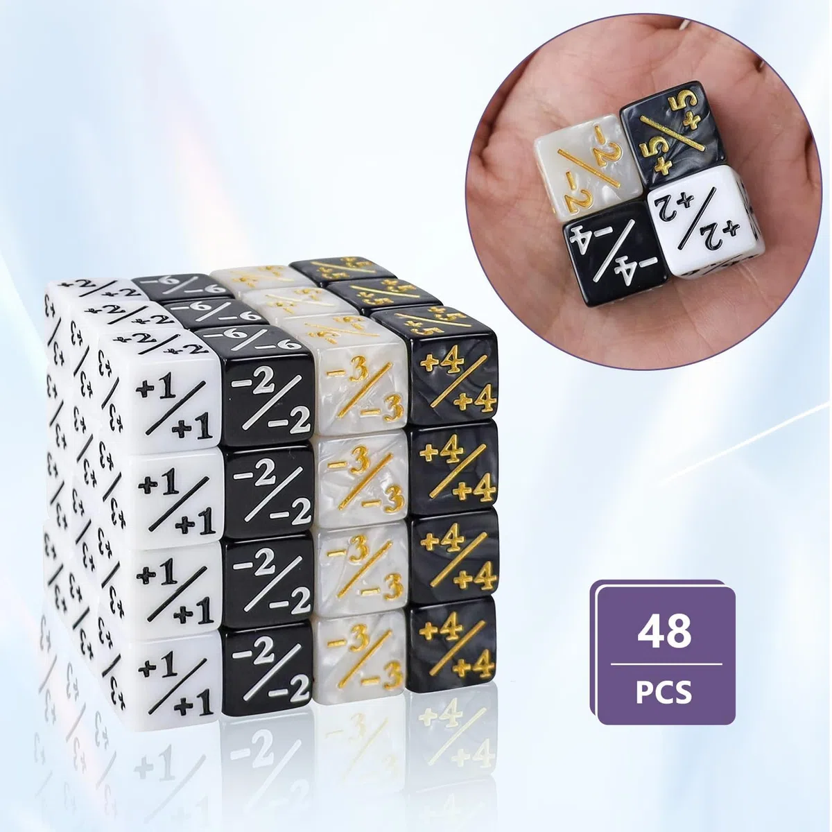 MTG kostka, 48 sztuk, Dice D6 Token Magic Dice z MTG, CCG, akcesoria do gry w karty, z workami do przechowywania