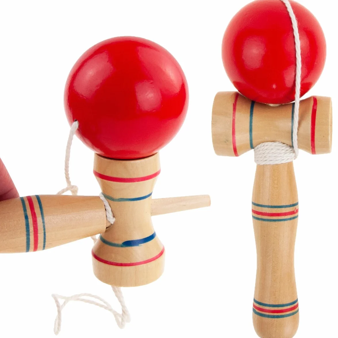 Drewniana kendama: zabawka zręcznościowa dla dzieci. Kendama z drewna dla początkujących i zaawansowanych, gra zręcznościowa do użytku wewnątrz i na zewnątrz – drewniana zabawka ze sznurkiem i piłką