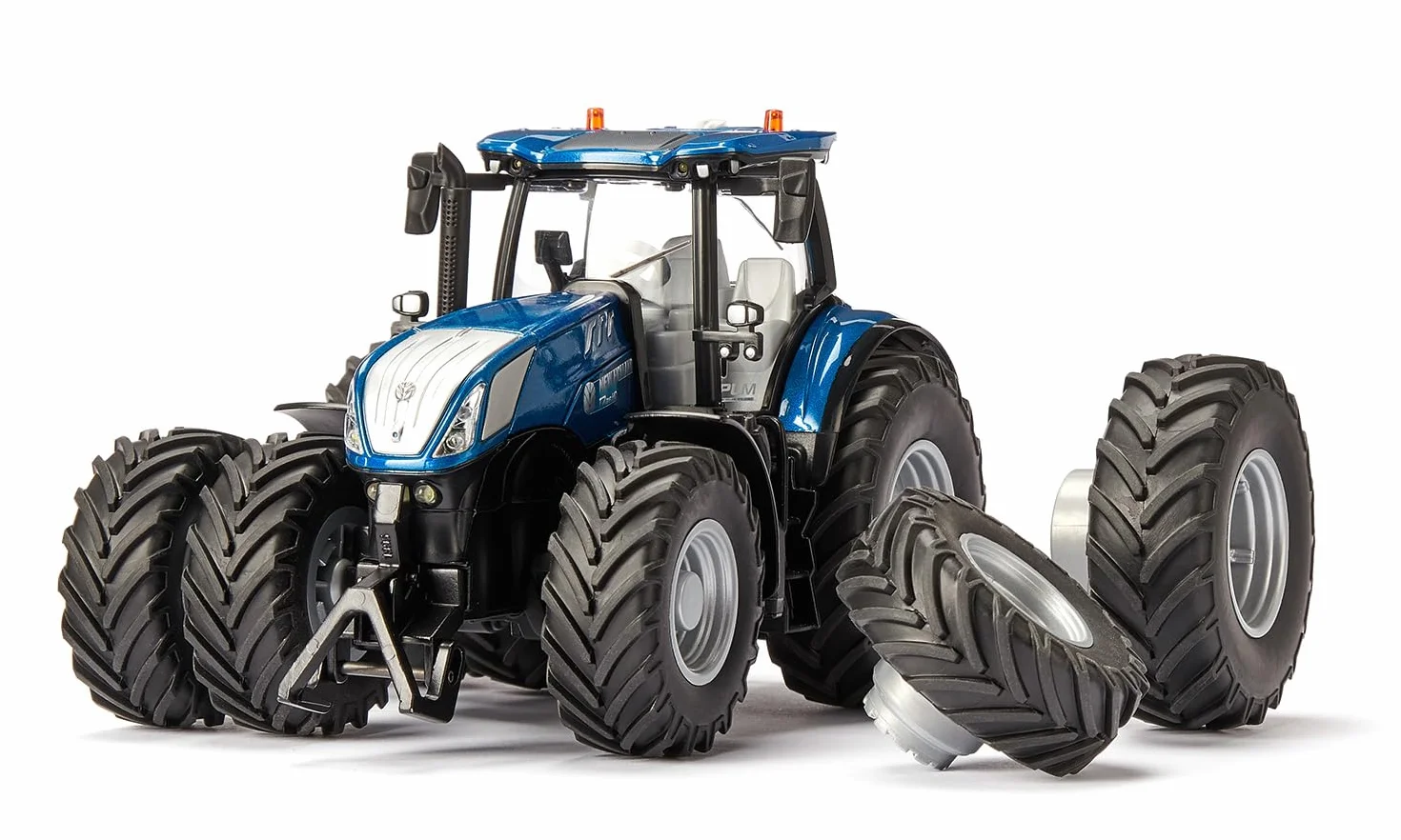 Siku 6738, New Holland T7.315 Traktor, 1:32, Niebieski, Metal,tworzywo sztuczne, Zdalnie sterowany, Sterowanie za pomocą aplikacji przez Bluetooth, Zdejmowane podwójne koła, Bez pilota zdalnego sterowania