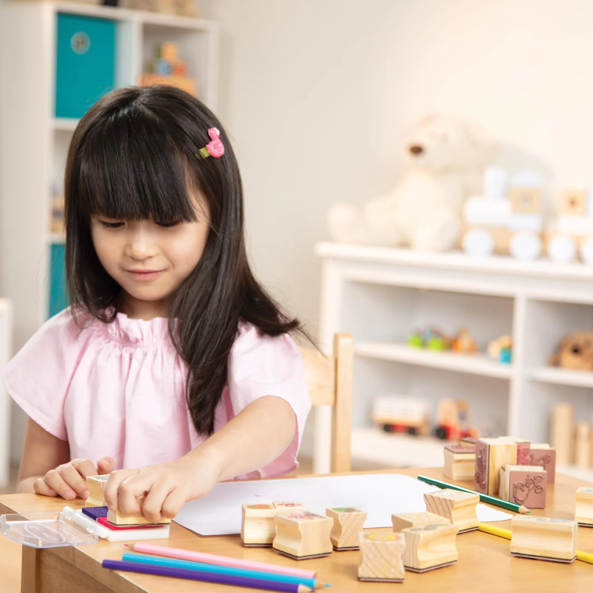 Melissa & Doug – pieczątki z serii Stamp-a-Scene: ogród wróżek | rzemiosło i sztuka | zestaw pieczątek i szablonów | 4+ | prezent dla chłopca lub dziewczynki