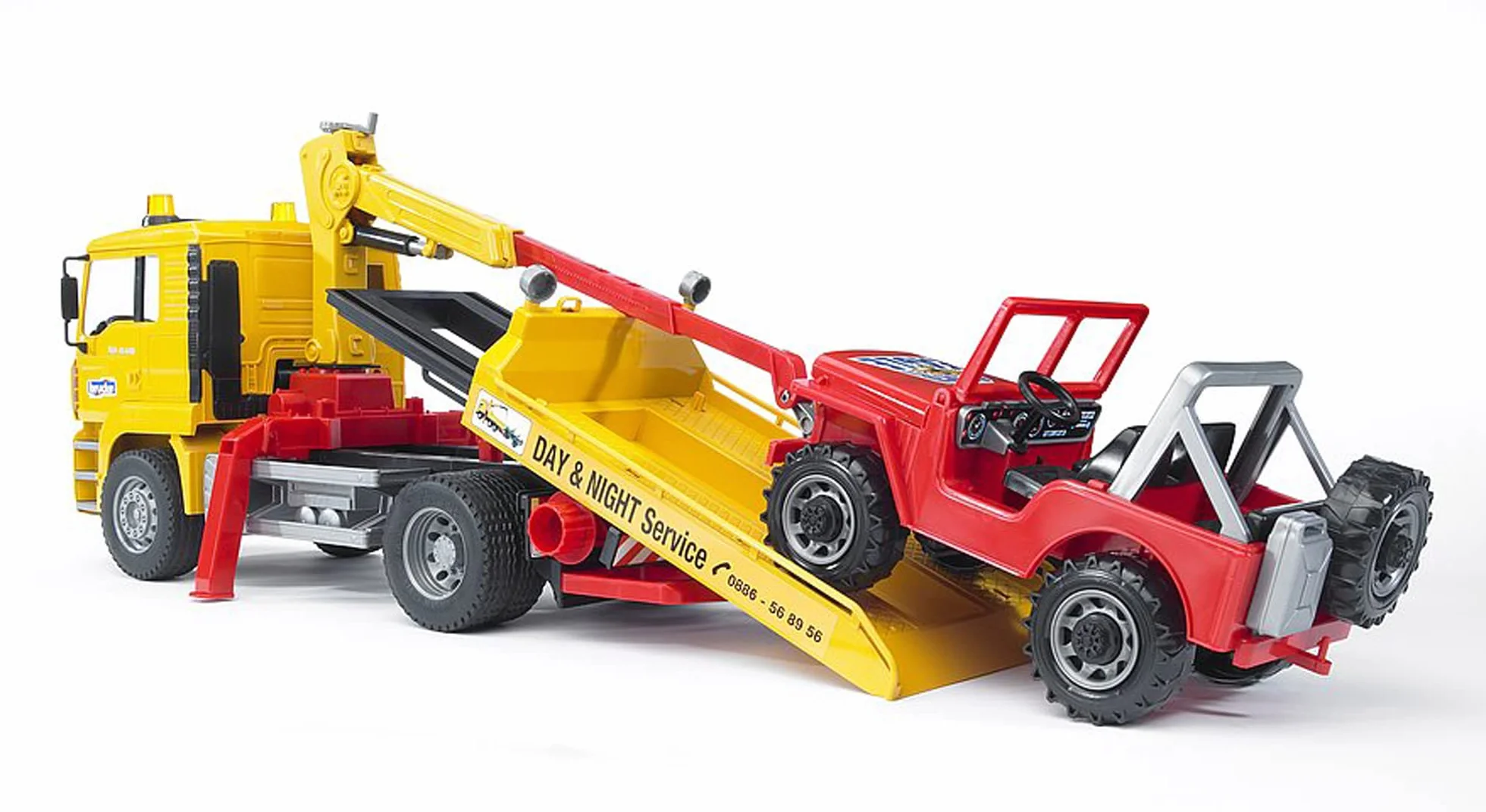 bruder 02750 - Man TGA Ciężarówka ratownicza z napędem 4x4 - 1:16 Ciężarówka ratownicza, laweta, pojazd, ciężarówka, samochód, jeep, warsztat, 4x4