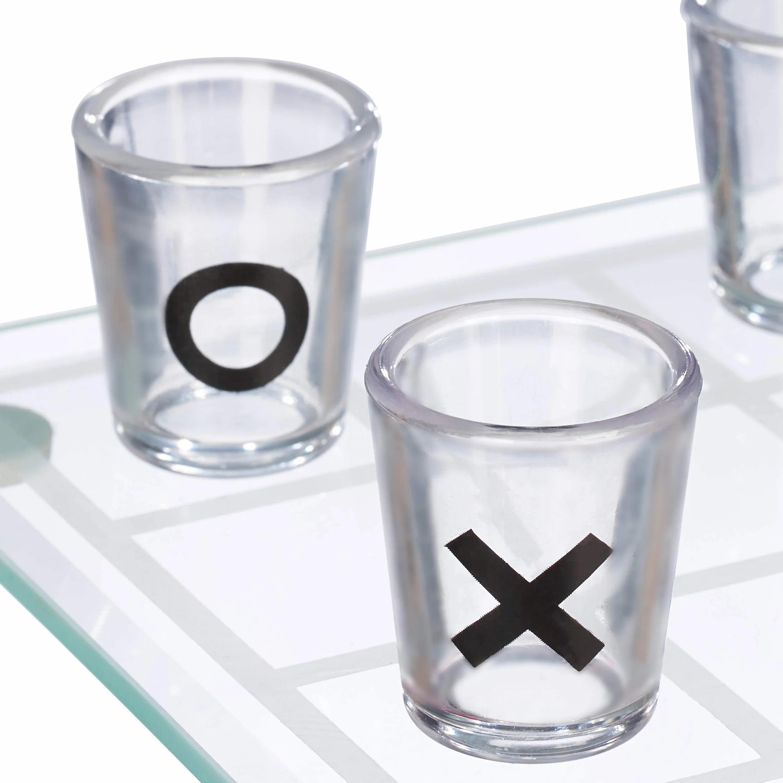 Relaxdays 10022787, przezroczysta gra do picia Tic Tac Toe, dla dorosłych, 2 osoby, 9 kieliszków do wódki, JGA, zabawna gra imprezowa, 1 sztuka (1 opakowanie)