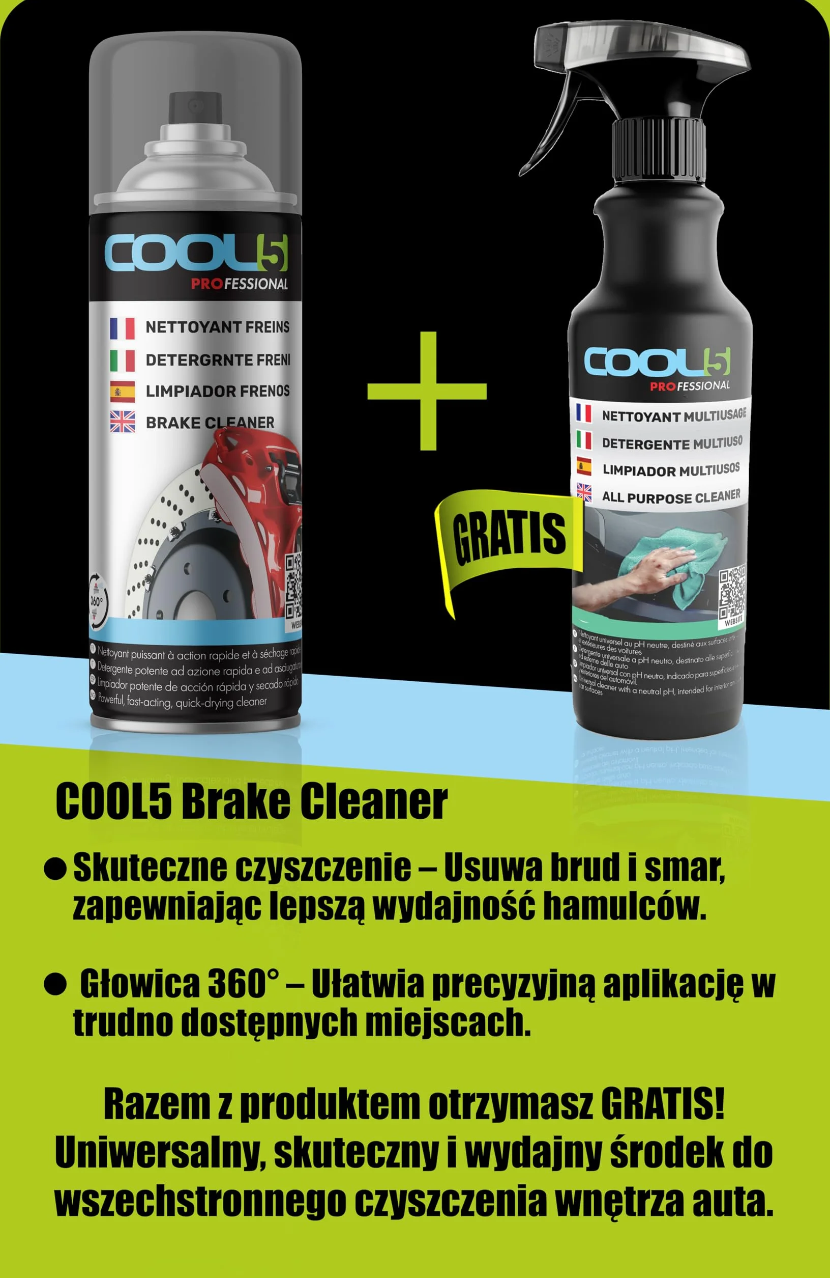 Brake Cleaner - Środek do czyszczenia hamulców w sprayu, czyści i odtłuszcza hamulce 600 ml