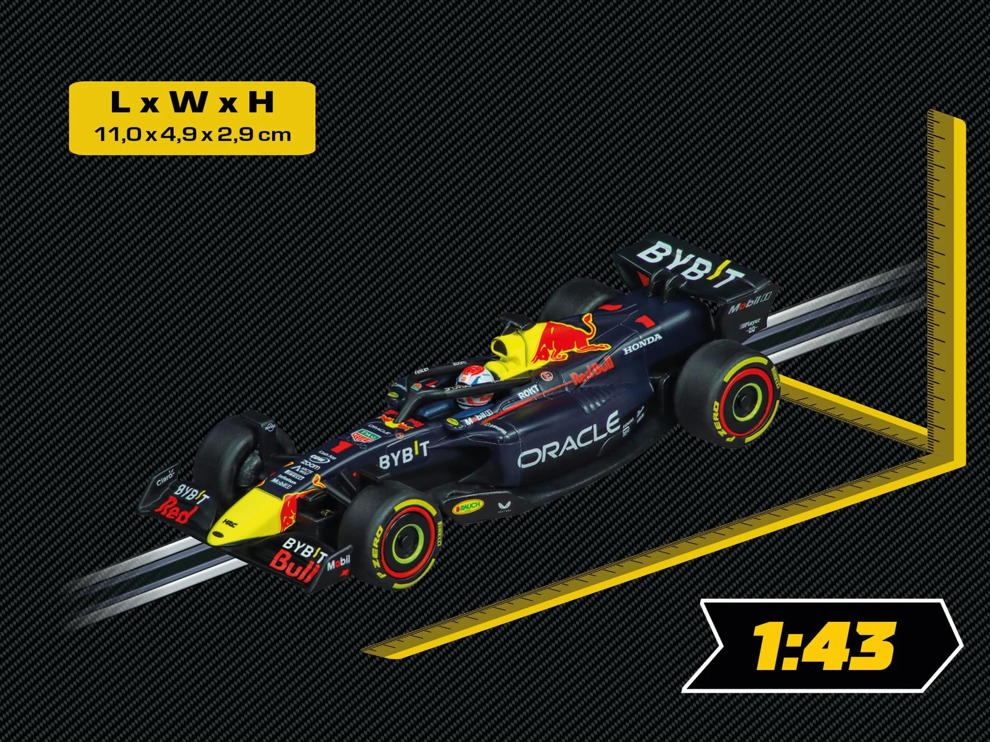 Carrera 20064236 Carrera GO!!! Red Bull Racing RB19 „M. Verstappen, No. 1” skala 1:43 kompatybilny z systemami Carrera GO!!!, GO!!! Plus oraz systemami GO!!! zasilanych bateryjnie, pojazd Go Cars