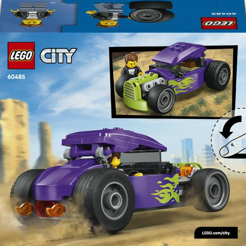 LEGO City Hot Rod, samochód wyścigowy, zabawka dla dzieci od 5 lat, wyścigówka i minifigurka kierowcy, pomysł na prezent dla 5-latka na urodziny, klocki dla chłopca i upominek dla dziewczynki 60485